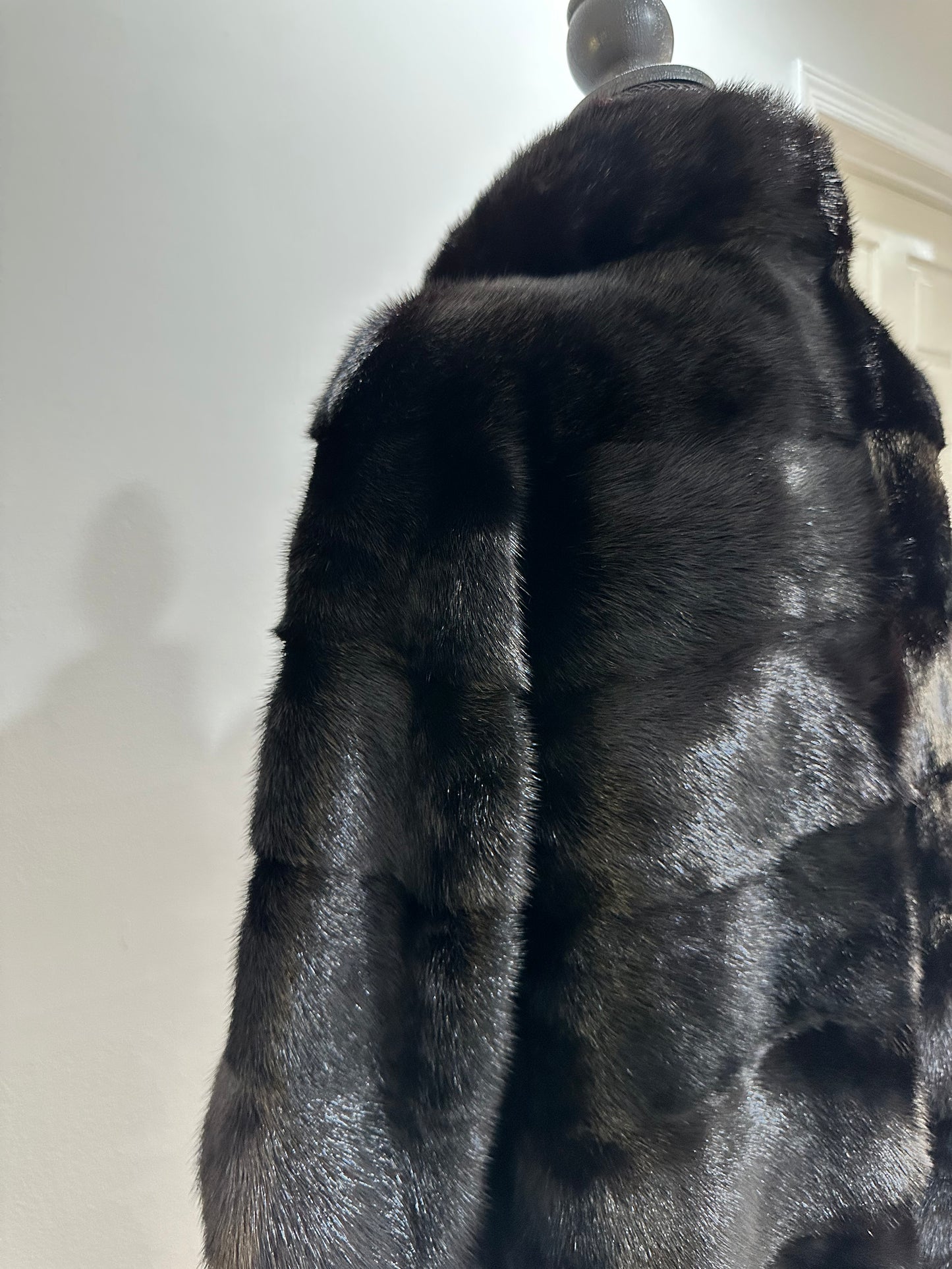 REAL Mink FUR jacket SHORT SLEEVE coat GENUINE 1201068 BLACK size S NEW Luxury