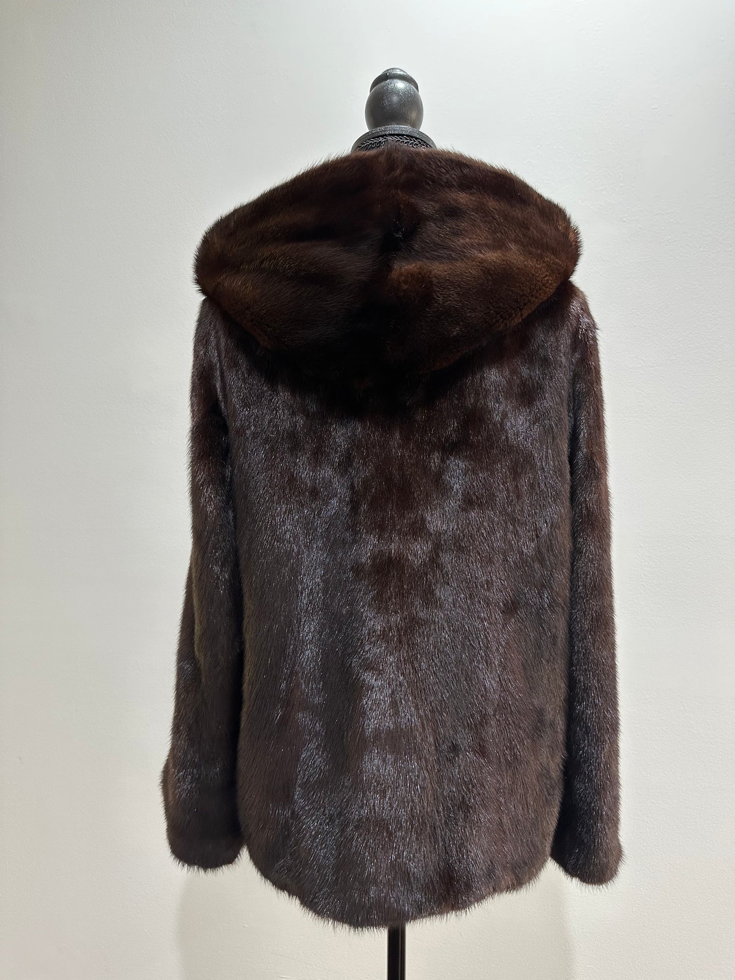 Real 100% MINK FUR 1201072 size S brown HOODED BOMBER Coat Jacket