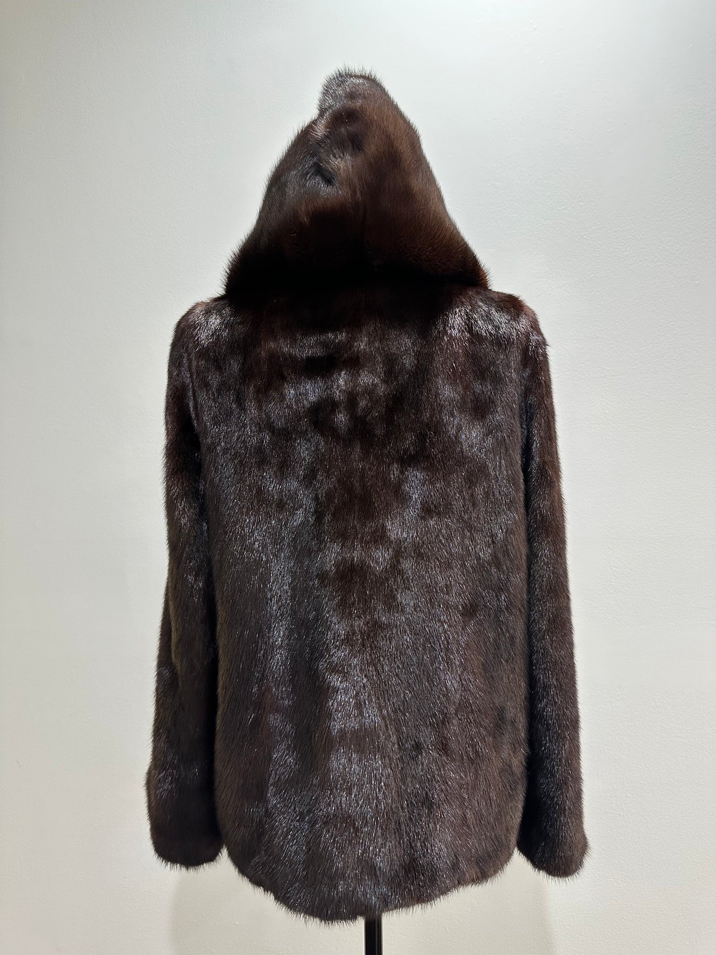 Real 100% MINK FUR 1201072 size S brown HOODED BOMBER Coat Jacket