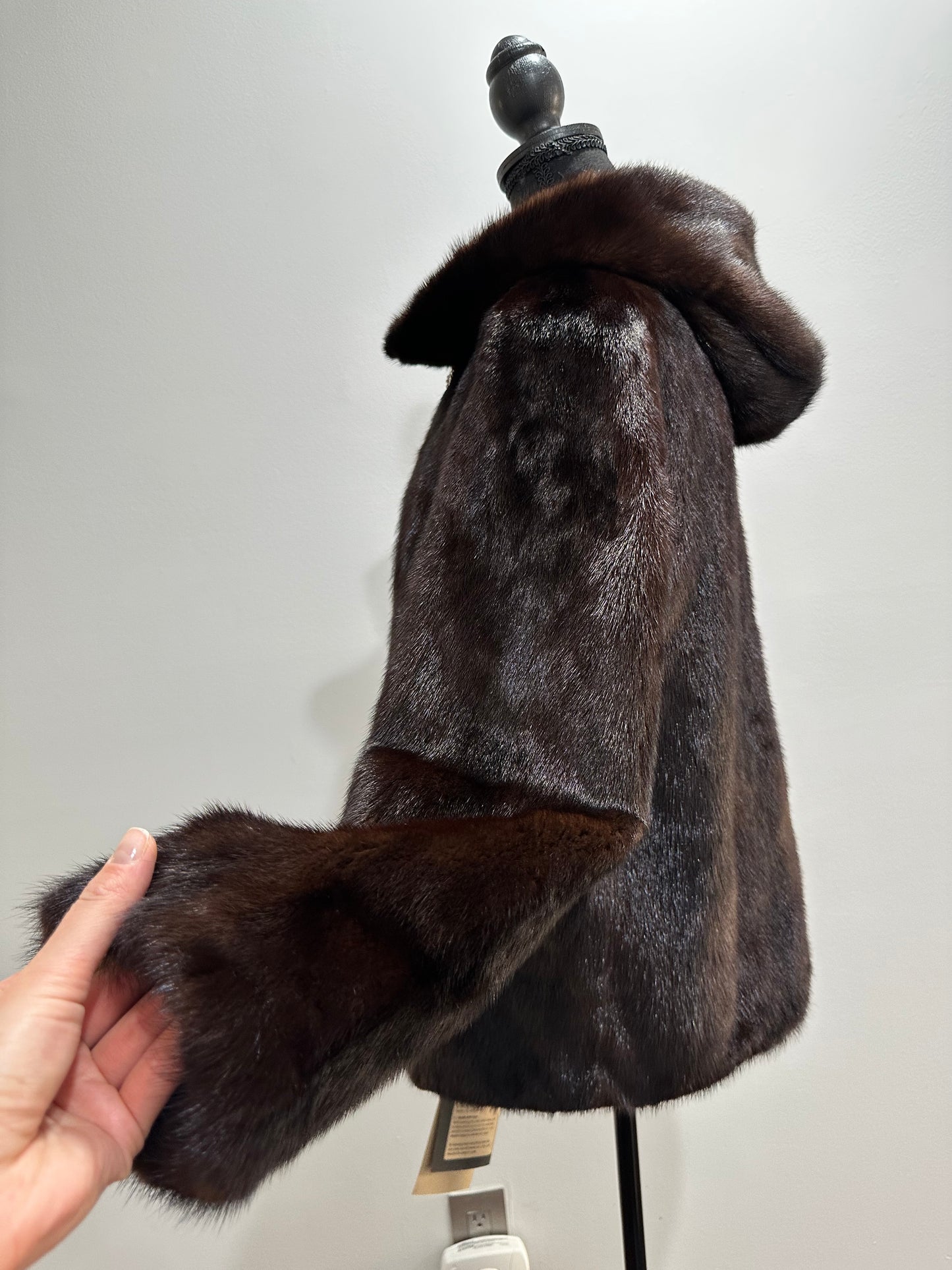 Real 100% MINK FUR 1201072 size S brown HOODED BOMBER Coat Jacket