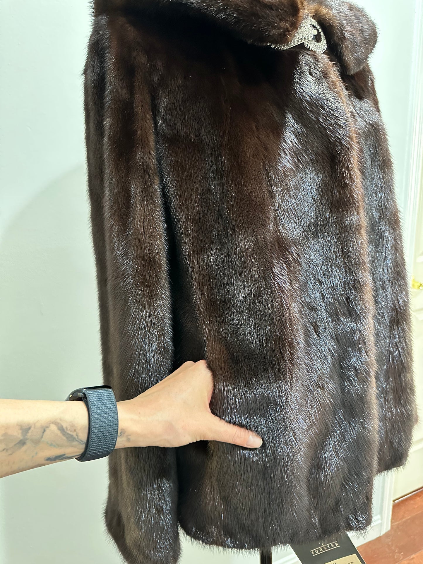 Real 100% MINK FUR 1201072 size S brown HOODED BOMBER Coat Jacket