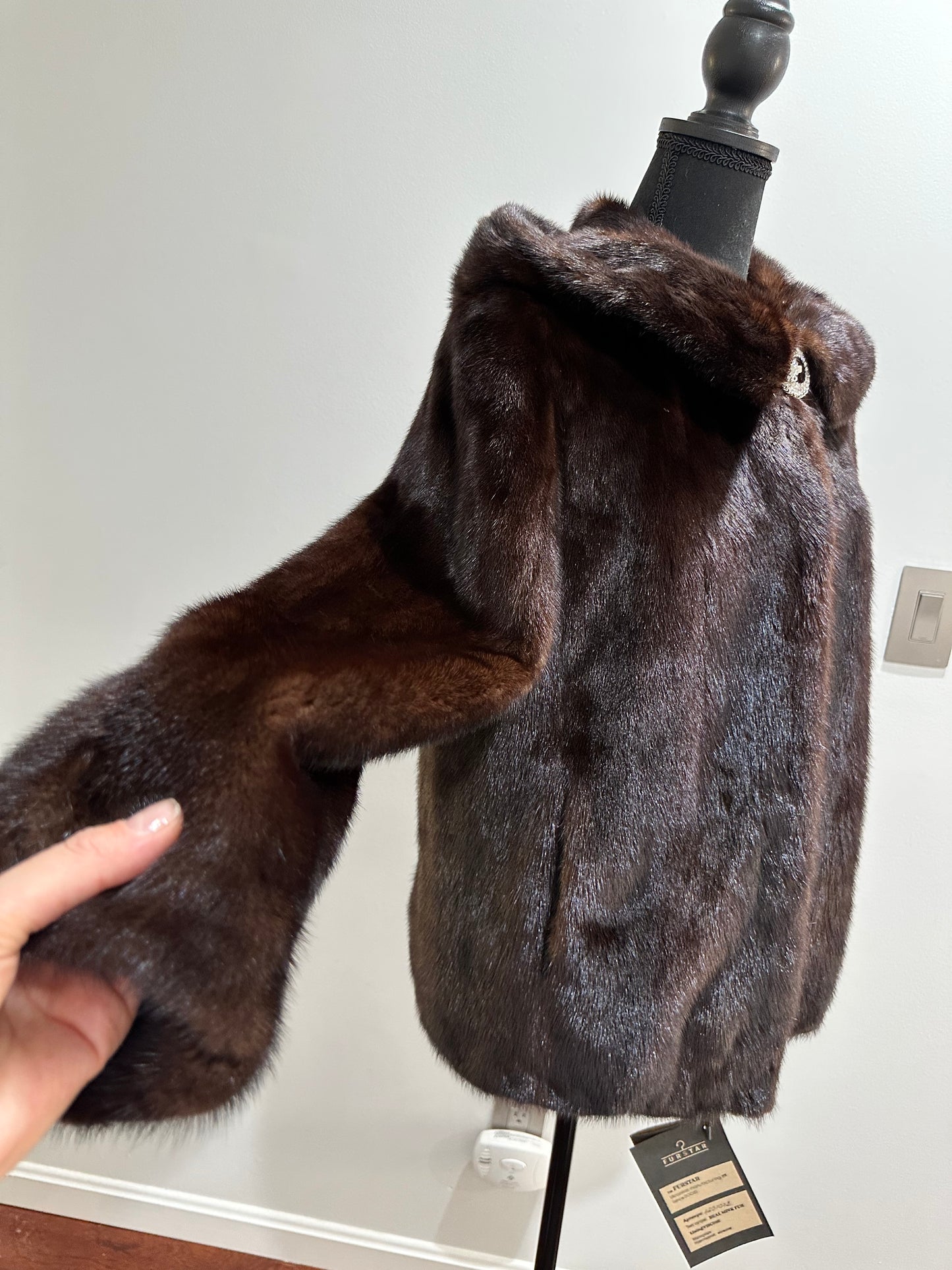 Real 100% MINK FUR 1201072 size S brown HOODED BOMBER Coat Jacket