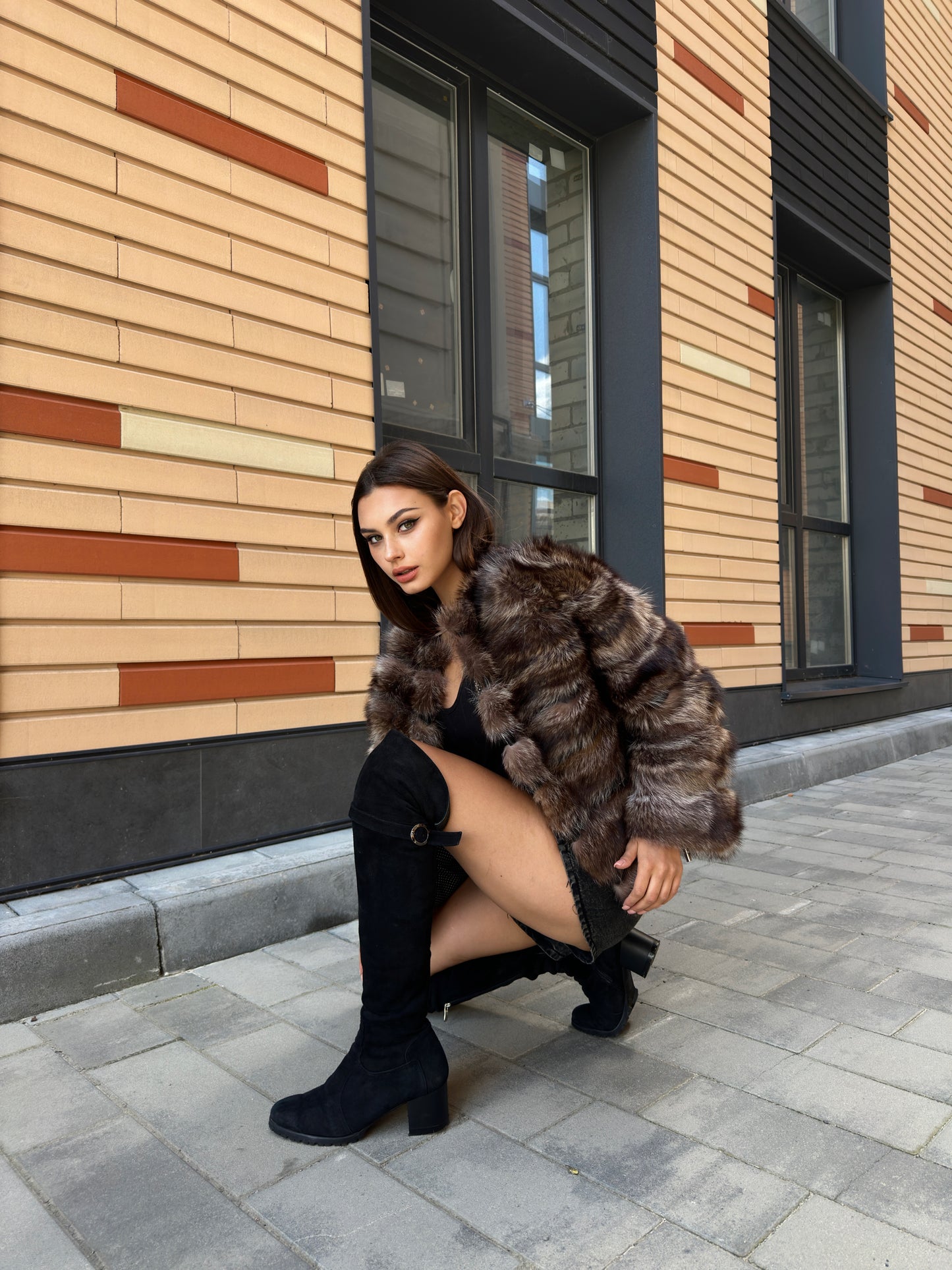 Real raccoon 100% Fur SHORT BOMBER Coat Size L 1109838 HORIZONTAL STYLE