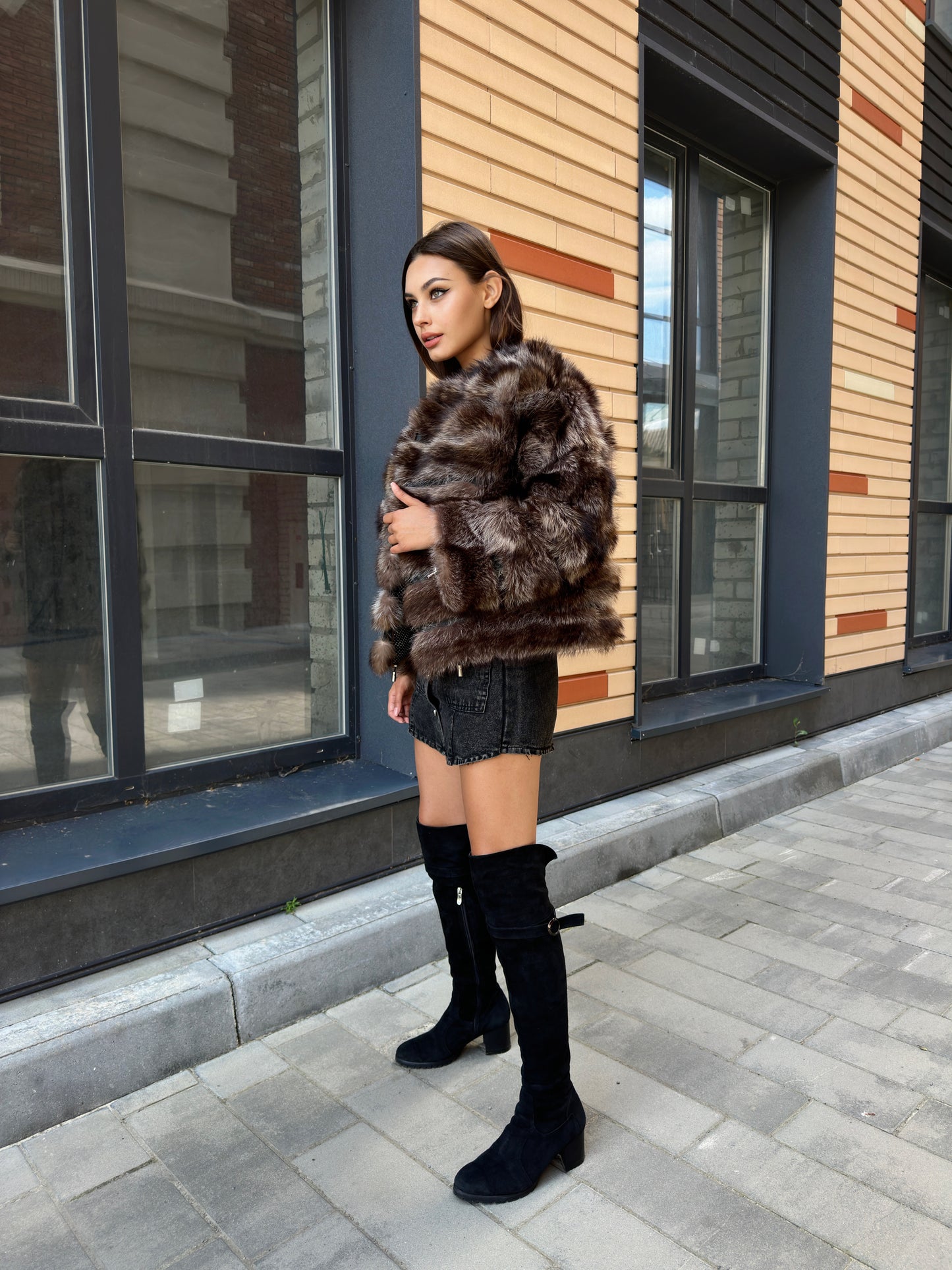 Real raccoon 100% Fur SHORT BOMBER Coat Size L 1109838 HORIZONTAL STYLE