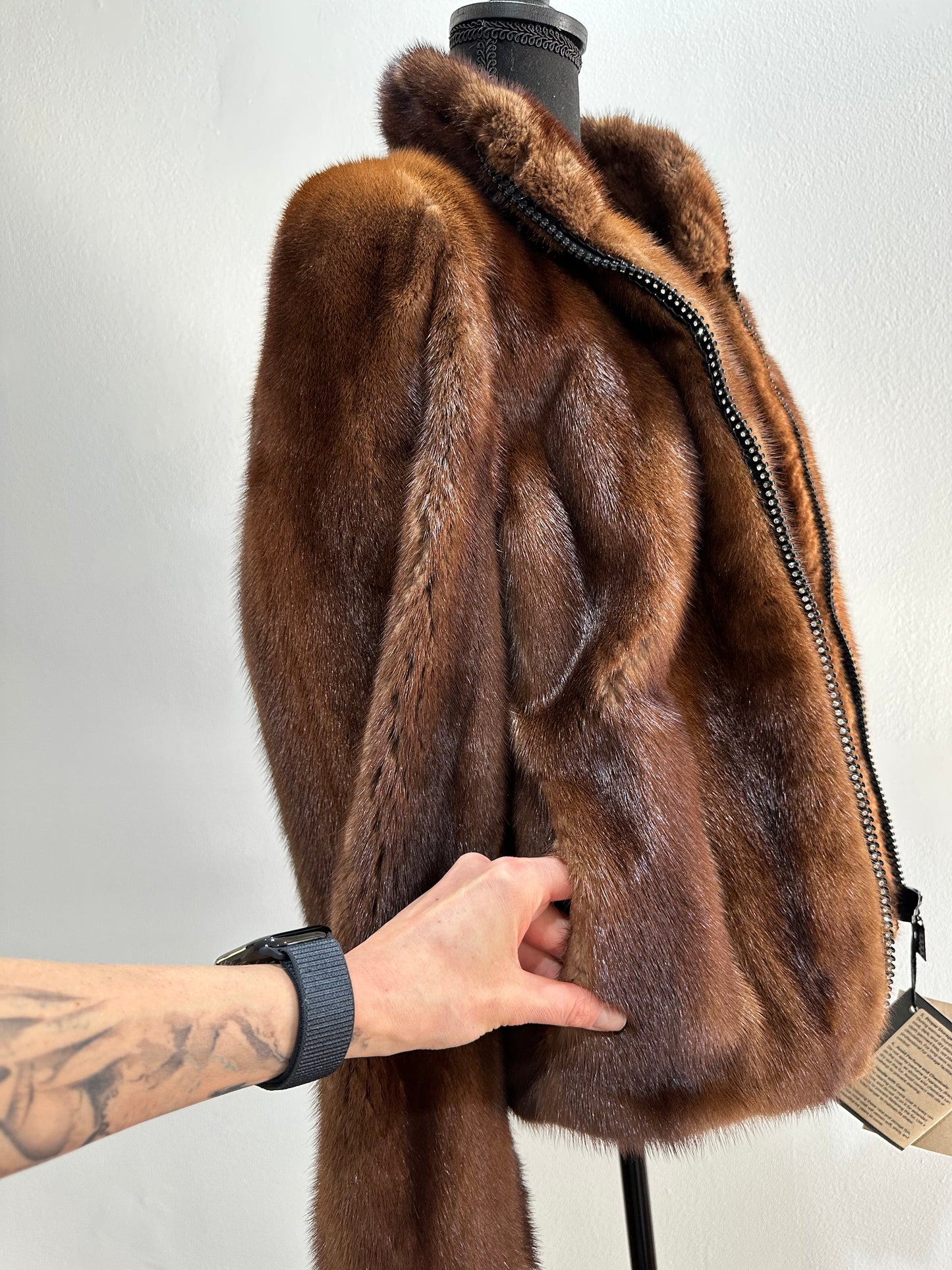 New mink SHORT coat JACKET size XXS REAL FULL SKIN FUR mink 1201073 Honey