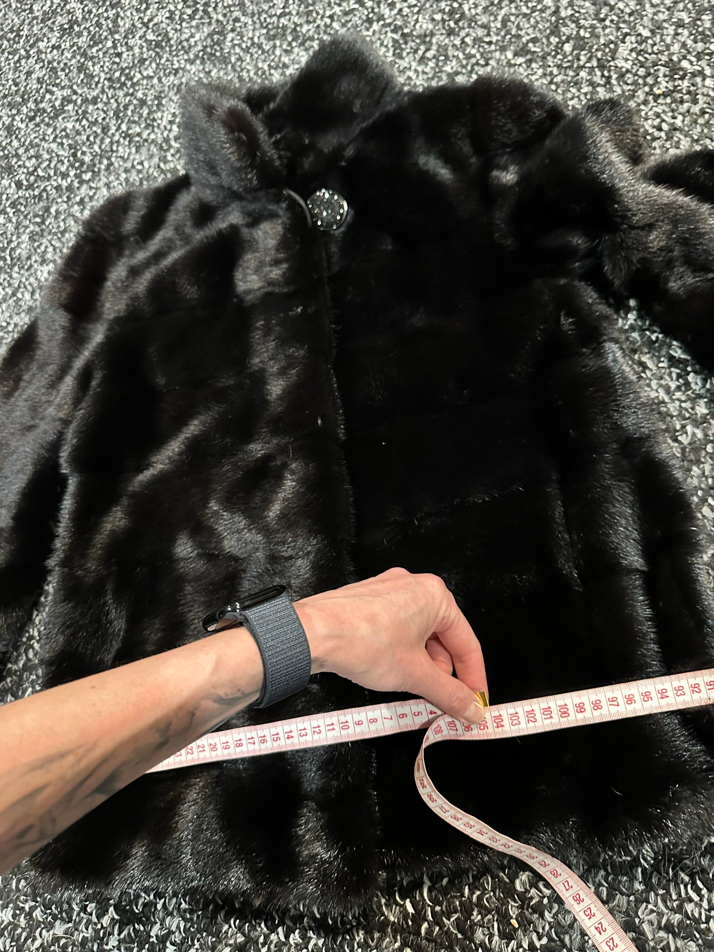 REAL Mink FUR jacket coat GENUINE 1201075 BLACK size S NEW Luxury SLEEVE detachabl