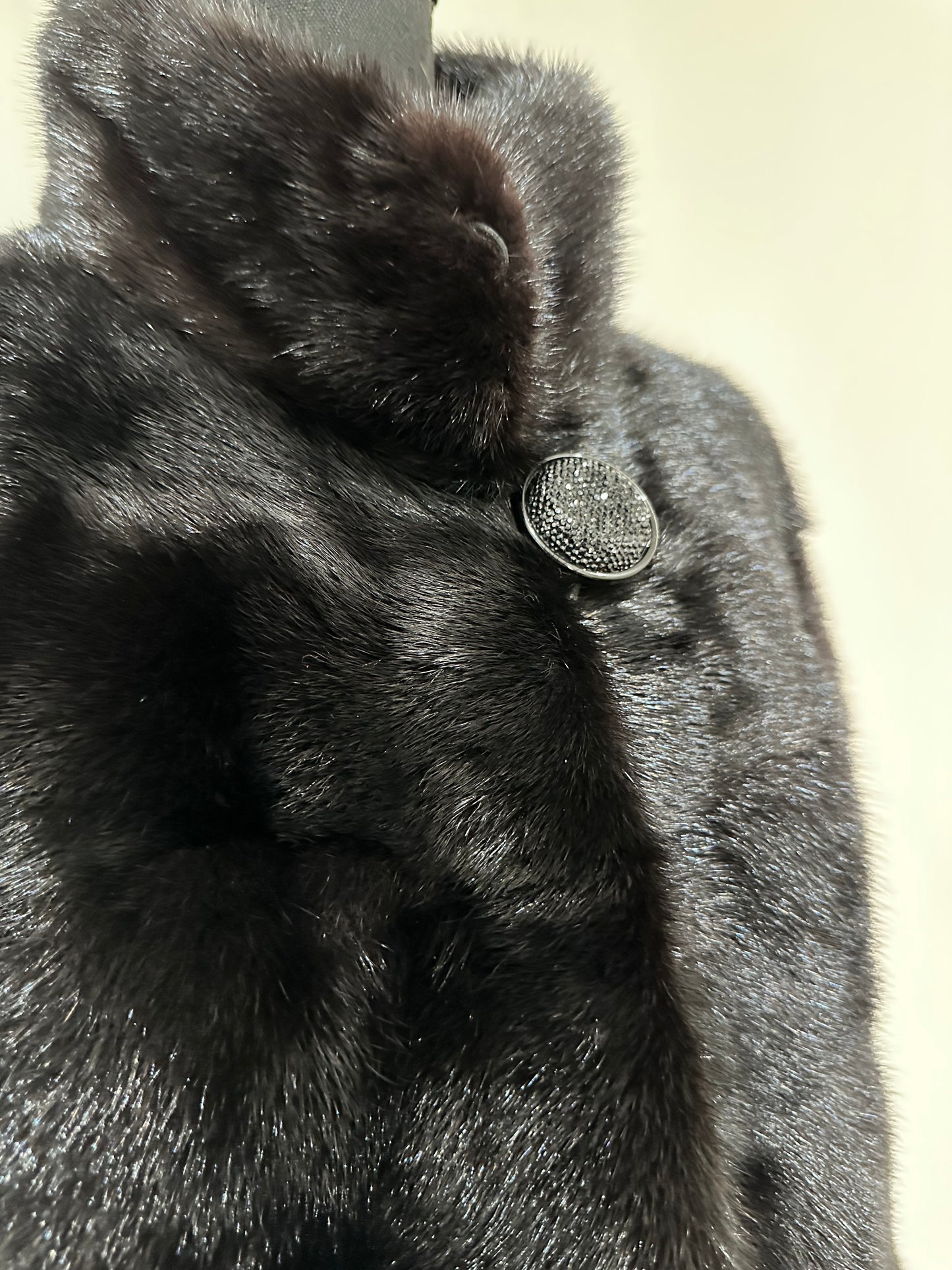 REAL Mink FUR jacket coat GENUINE 1201075 BLACK size S NEW Luxury SLEEVE detachabl