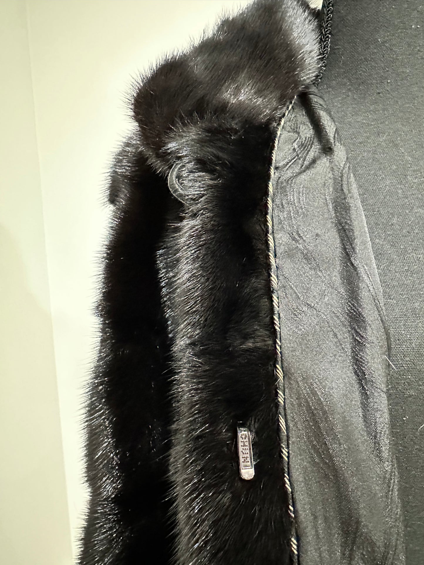 REAL Mink FUR jacket coat GENUINE 1201075 BLACK size S NEW Luxury SLEEVE detachabl