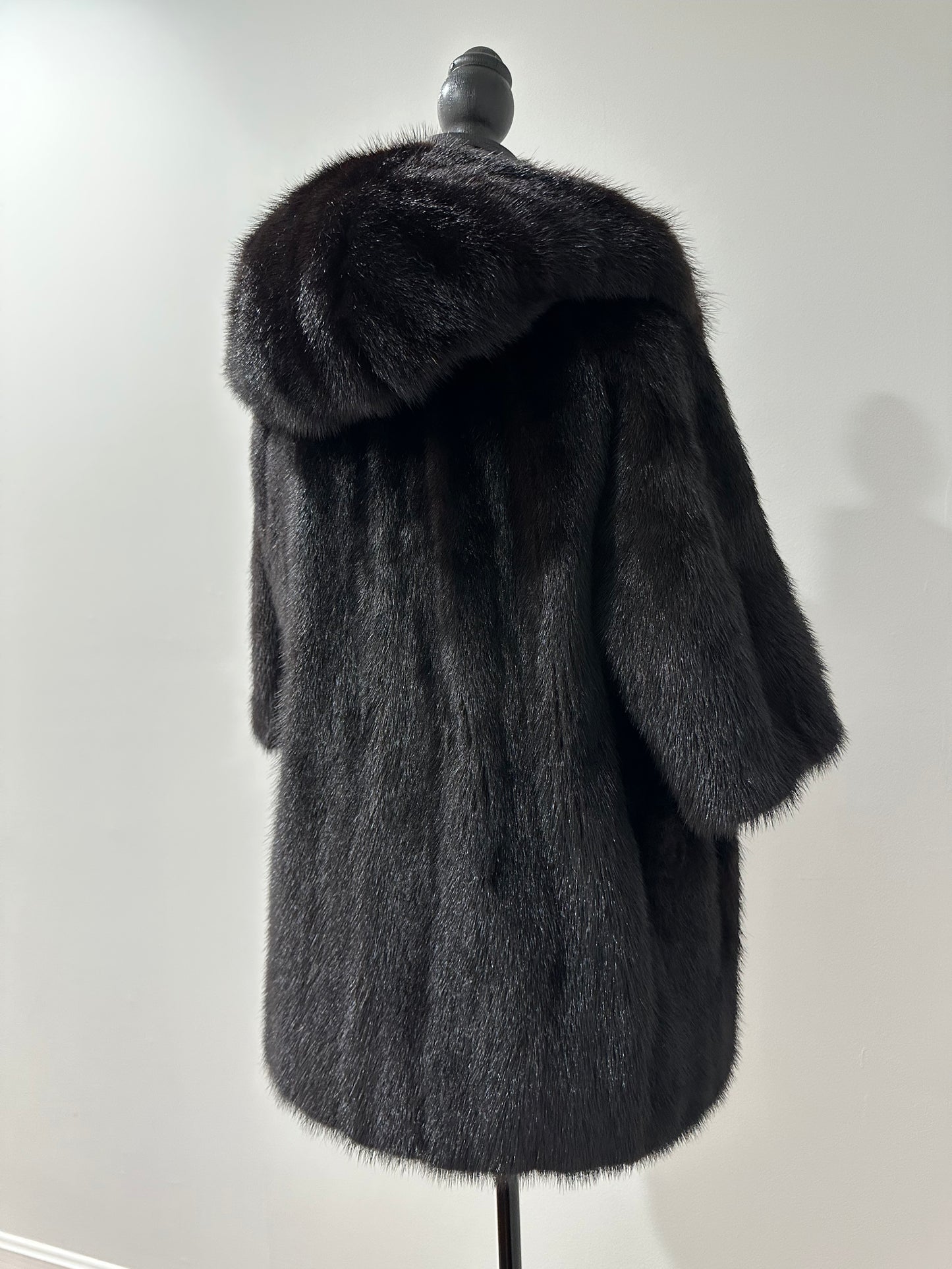 Womens Real 100% MINK FUR COAT 1201078 size S Hooded Jacket VEST BLACK