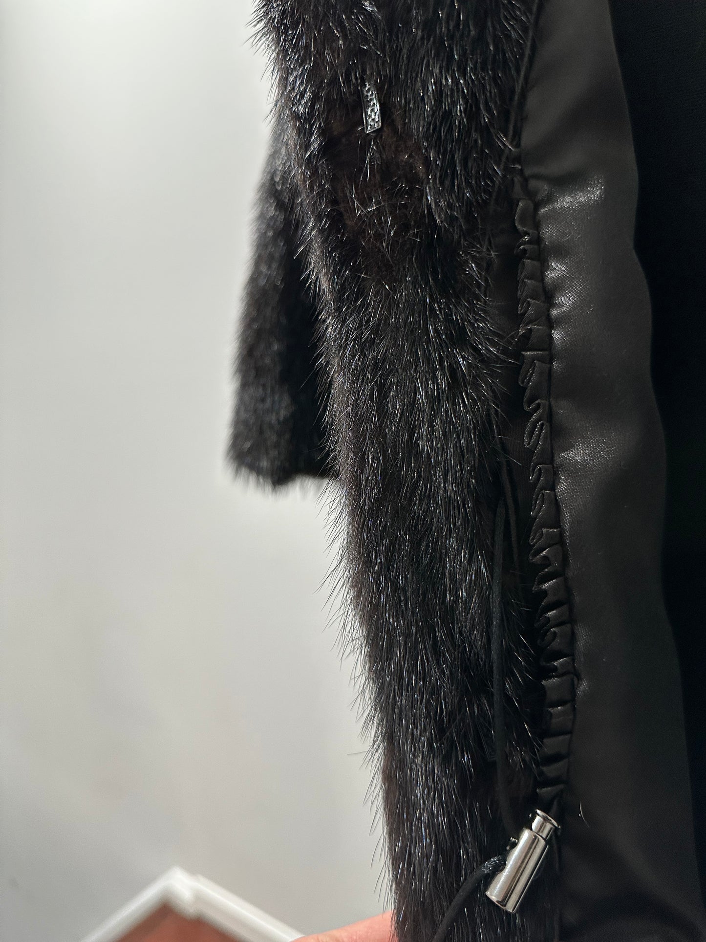Womens Real 100% MINK FUR COAT 1201078 size S Hooded Jacket VEST BLACK