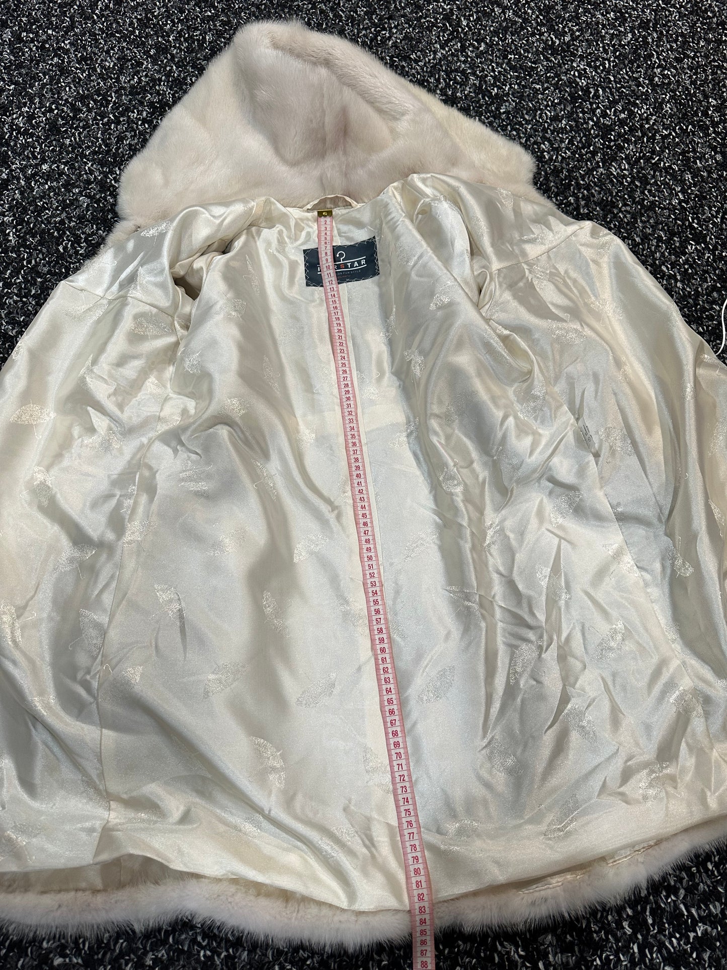 New REAL Natural Mink FUR coat JACKET size S ivory FULL SKIN 1201080 HOODED