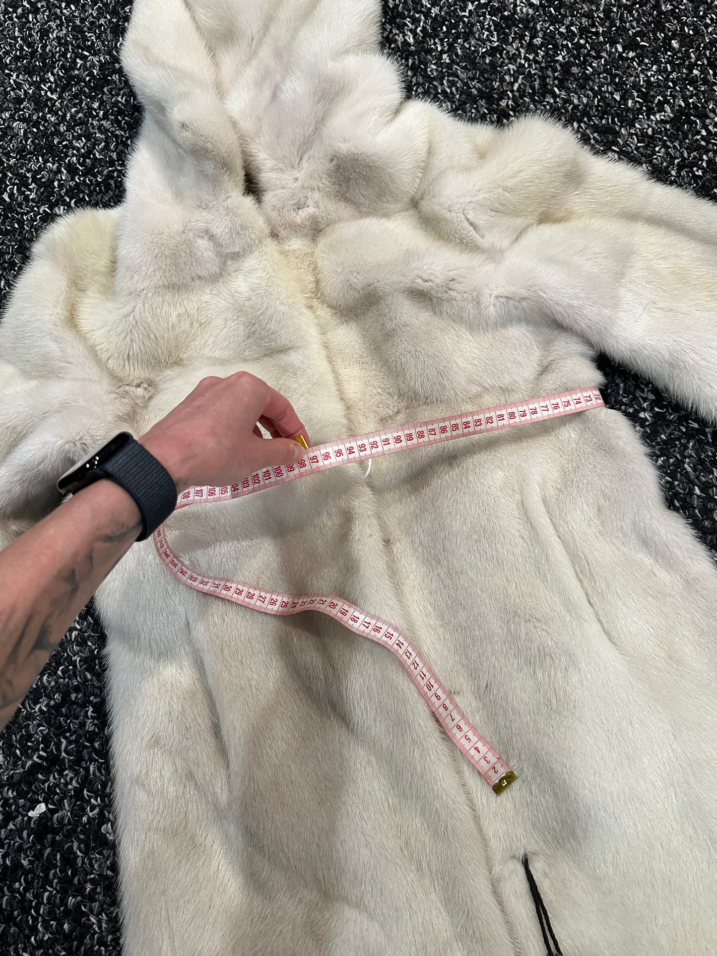 New REAL Natural Mink FUR coat JACKET size S ivory FULL SKIN 1201080 HOODED