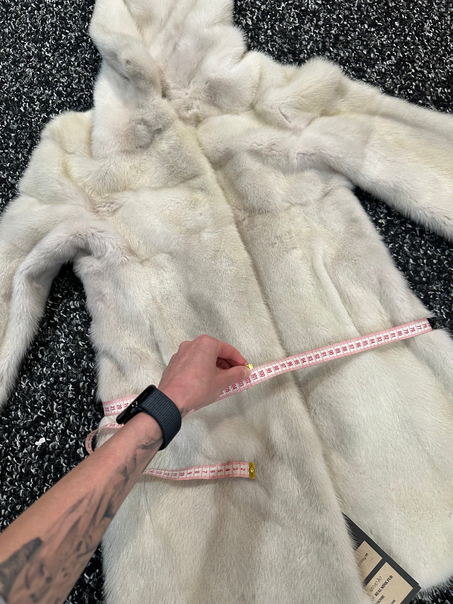 New REAL Natural Mink FUR coat JACKET size S ivory FULL SKIN 1201080 HOODED