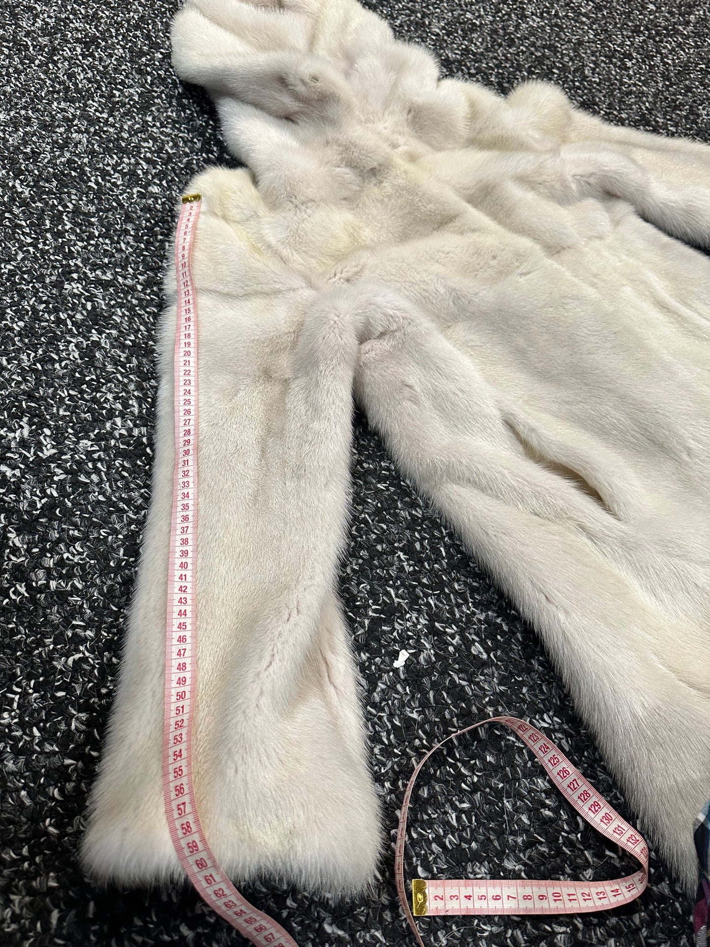 New REAL Natural Mink FUR coat JACKET size S ivory FULL SKIN 1201080 HOODED