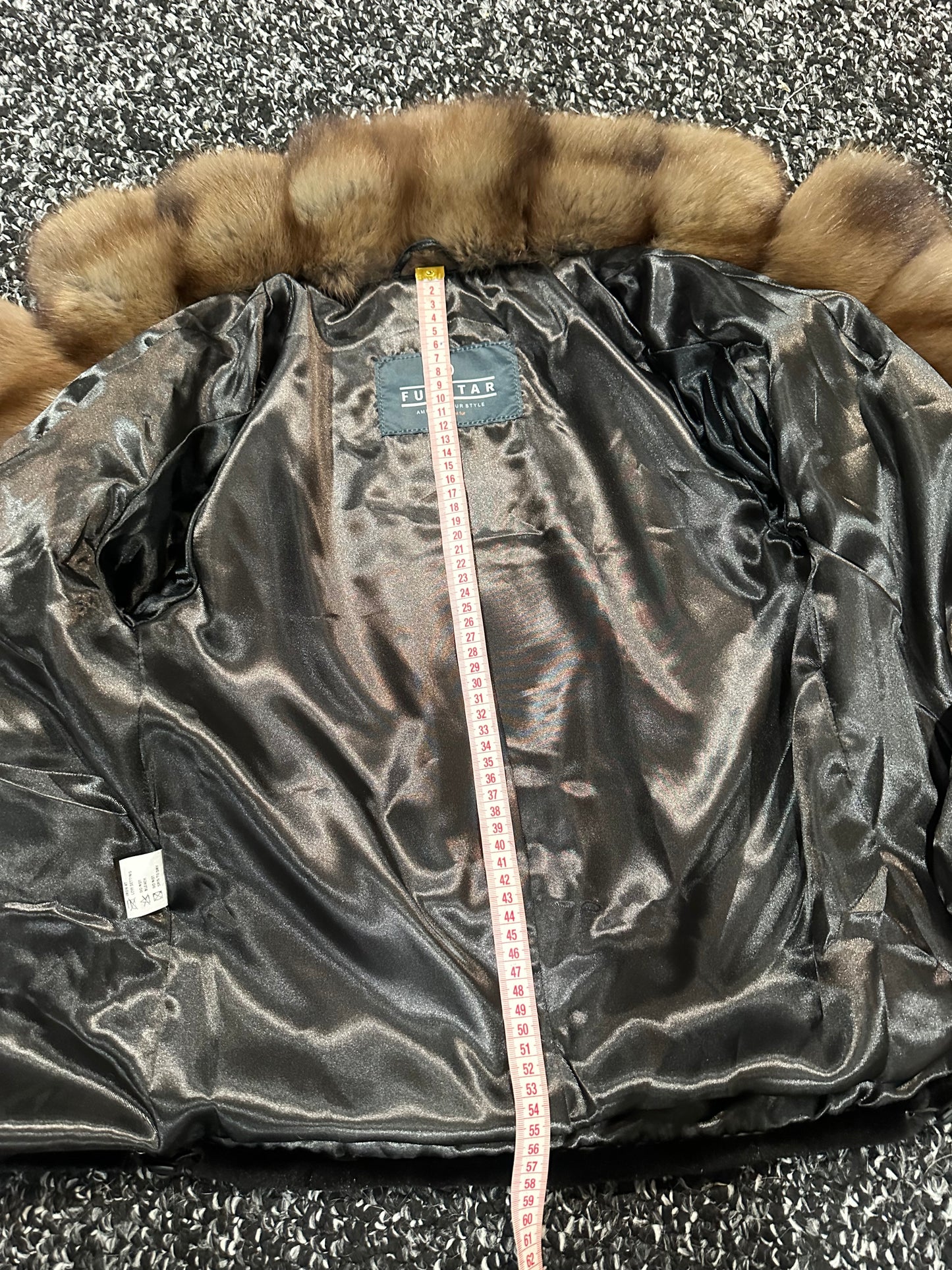 New BLACK MINK SHORT coat JACKET size S REAL SABLE COLLAR 1201079