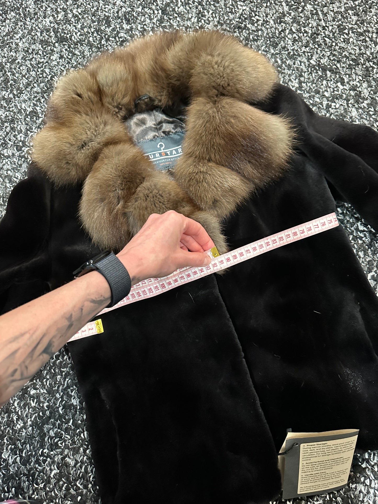 New BLACK MINK SHORT coat JACKET size S REAL SABLE COLLAR 1201079