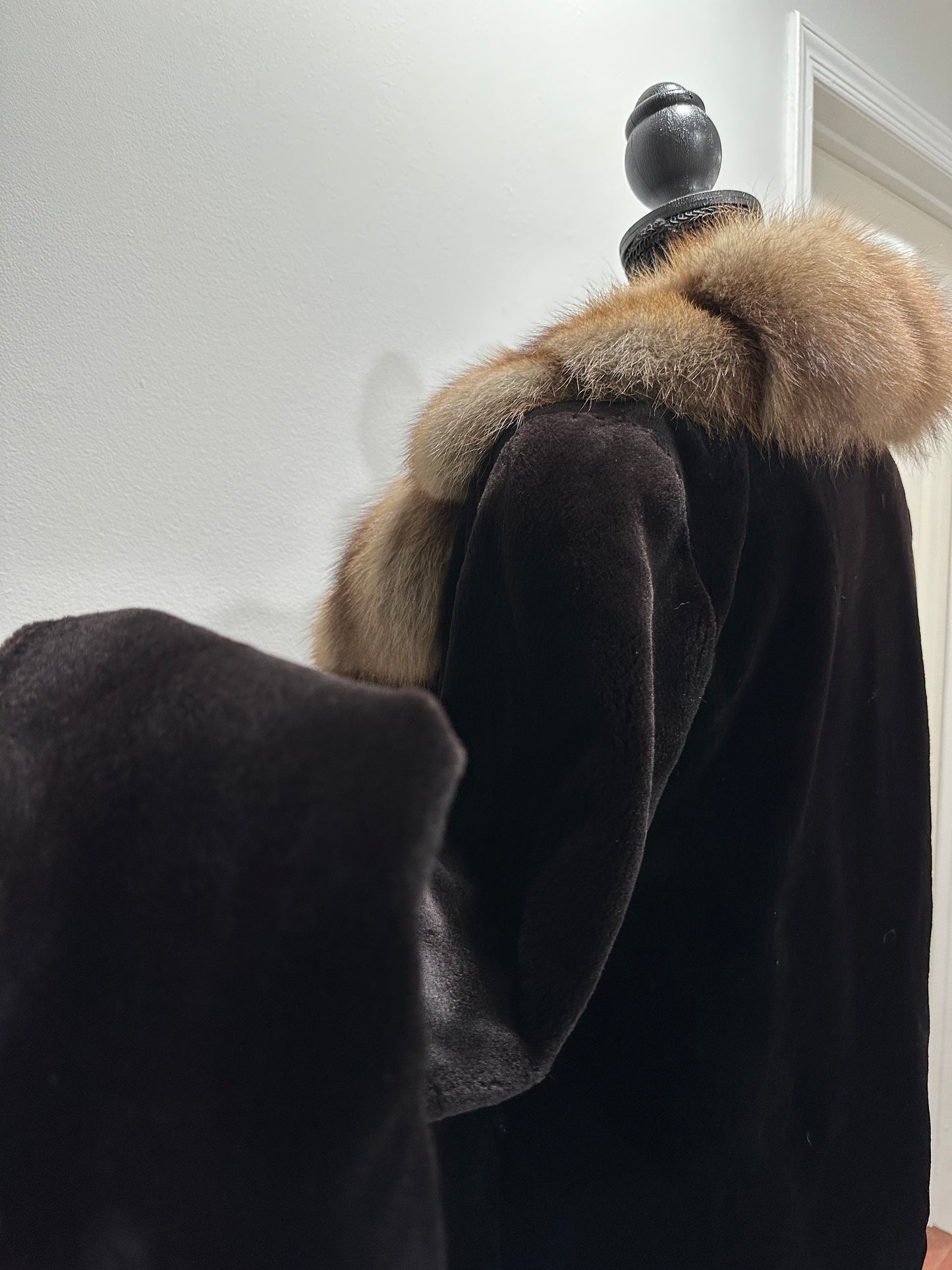 New BLACK MINK SHORT coat JACKET size S REAL SABLE COLLAR 1201079