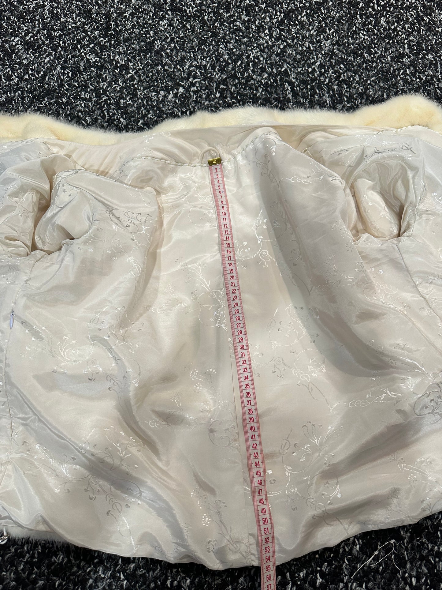 BOMBER MINK REAL FUR WEDDING coat Jacket  CREAM color size M women 1201084