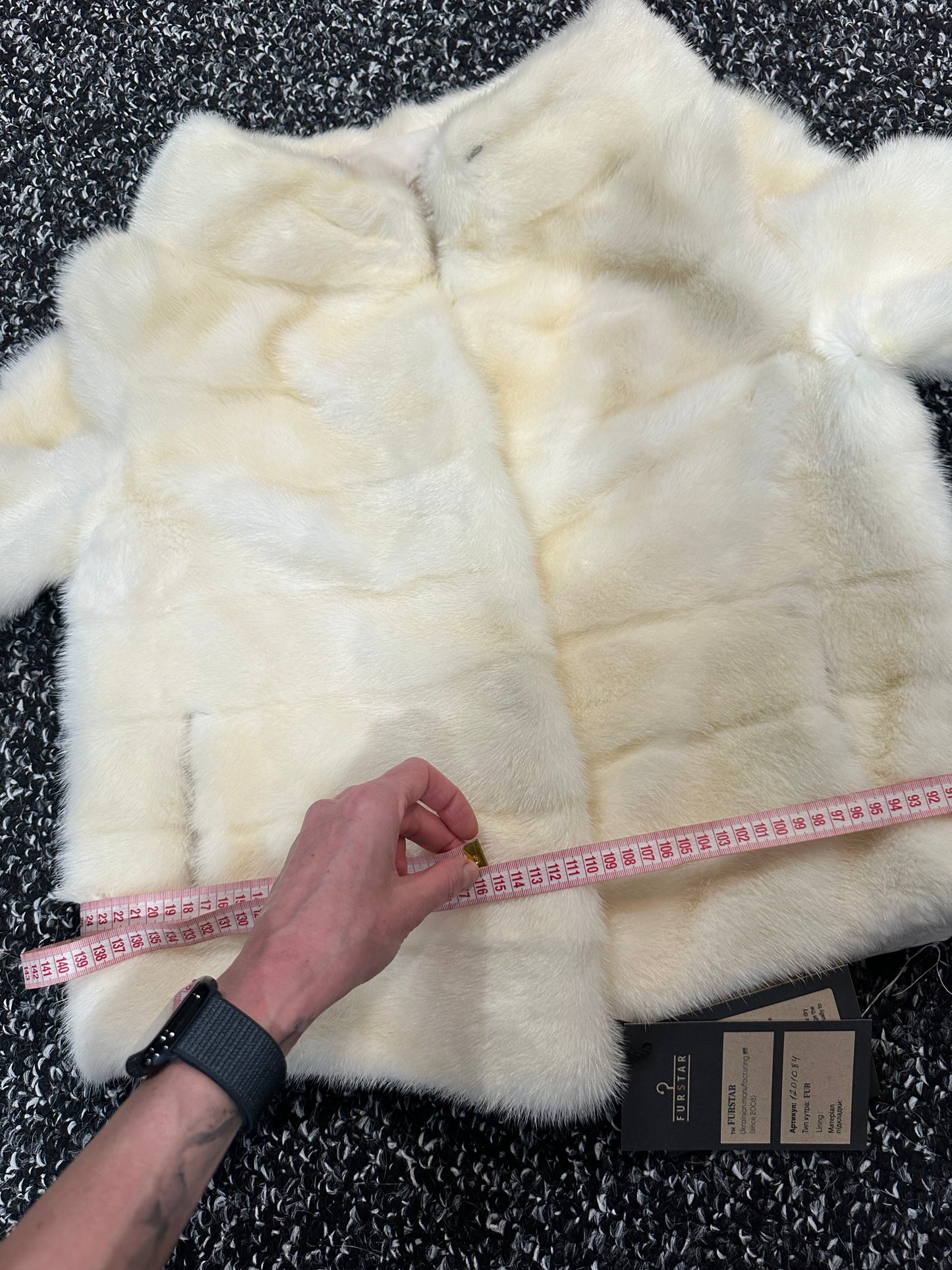 BOMBER MINK REAL FUR WEDDING coat Jacket  CREAM color size M women 1201084