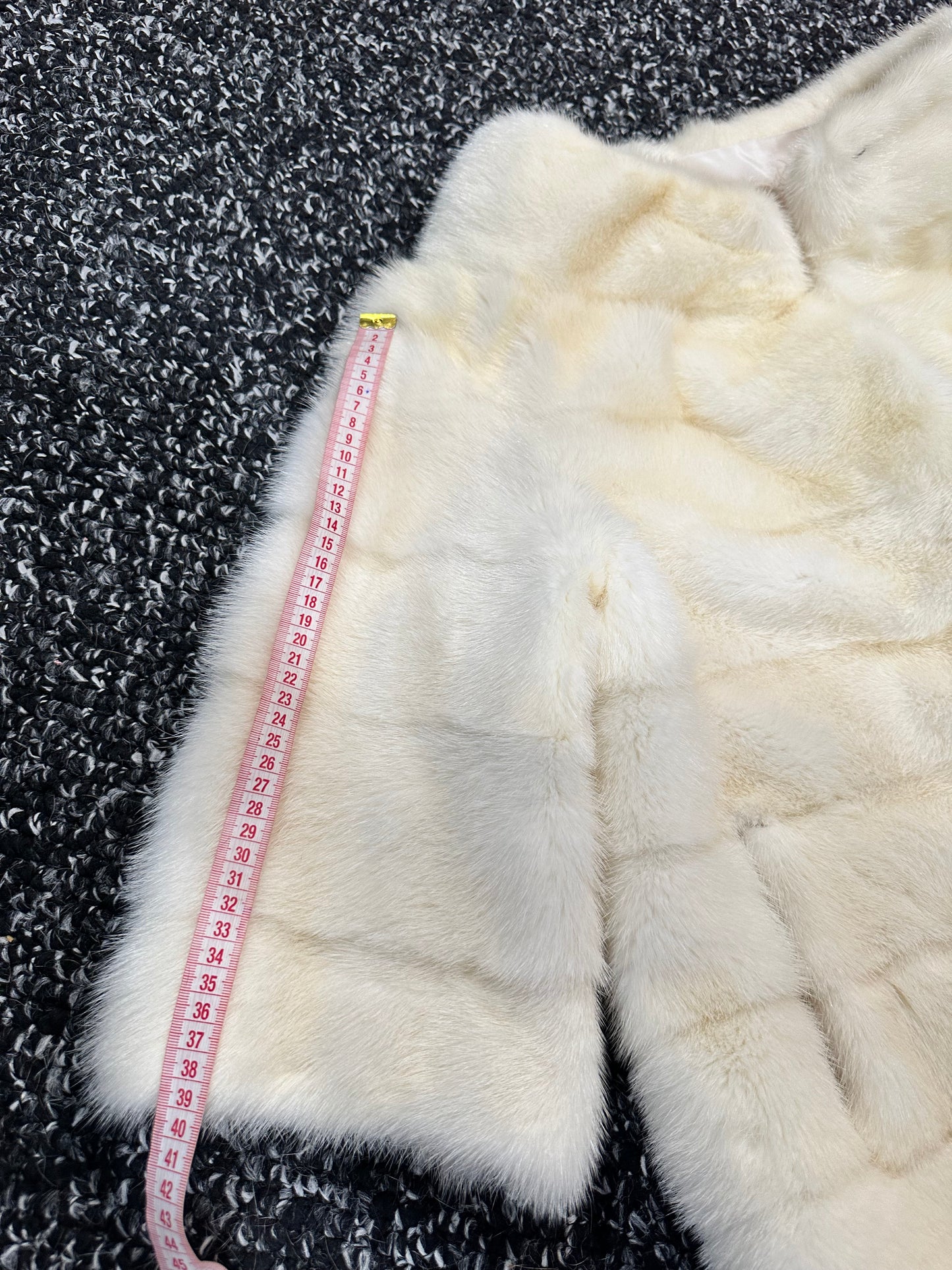 BOMBER MINK REAL FUR WEDDING coat Jacket  CREAM color size M women 1201084