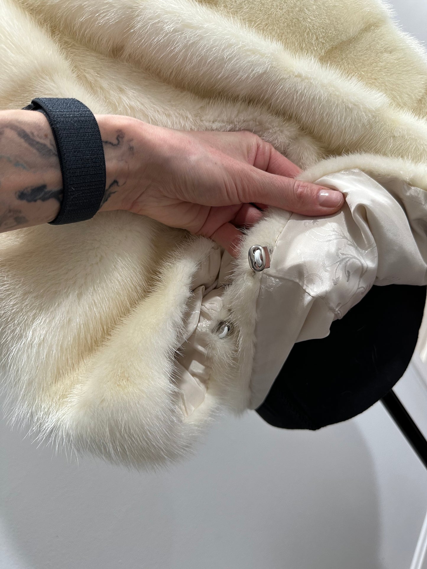 BOMBER MINK REAL FUR WEDDING coat Jacket  CREAM color size M women 1201084