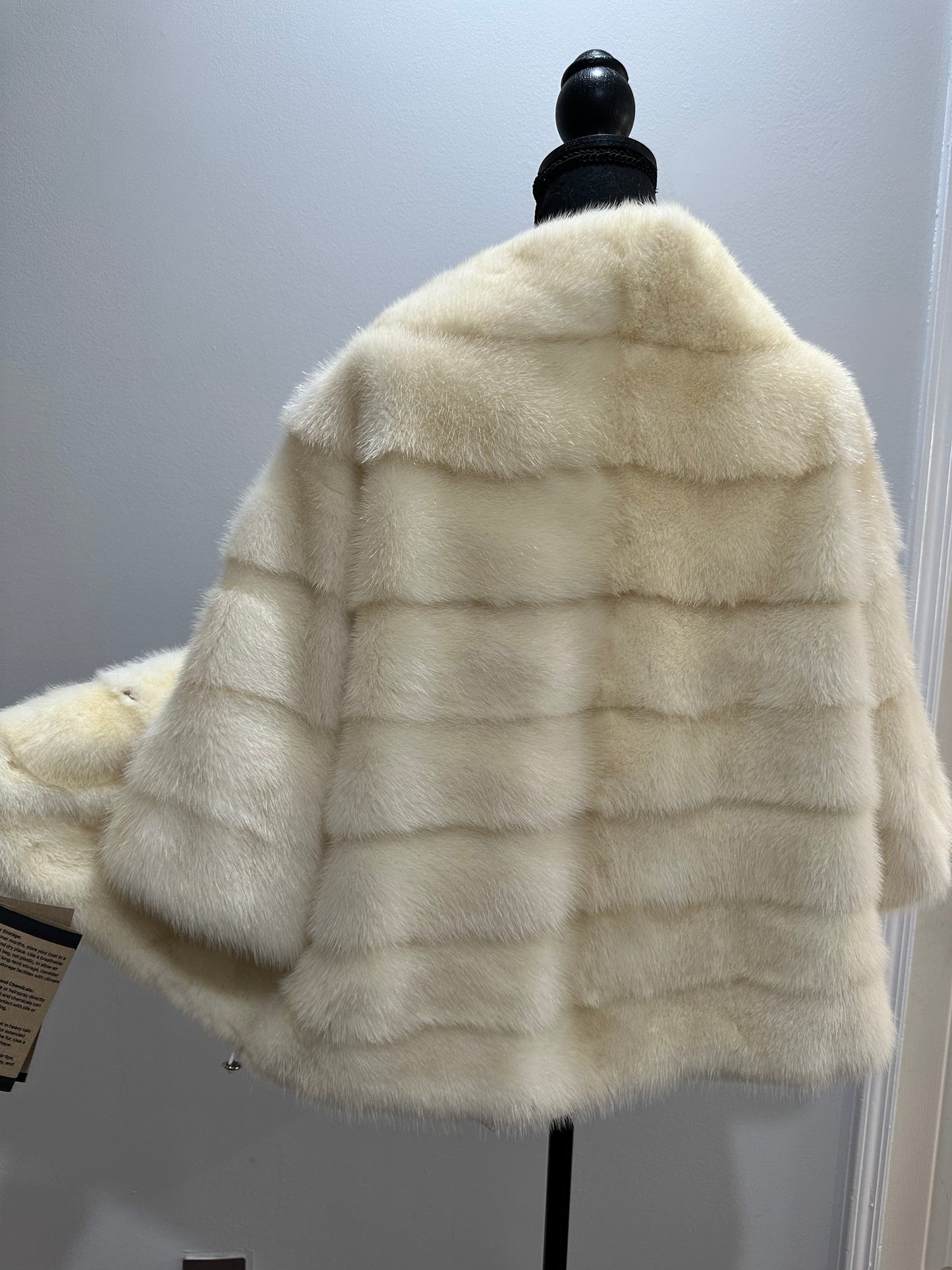 BOMBER MINK REAL FUR WEDDING coat Jacket  CREAM color size M women 1201084