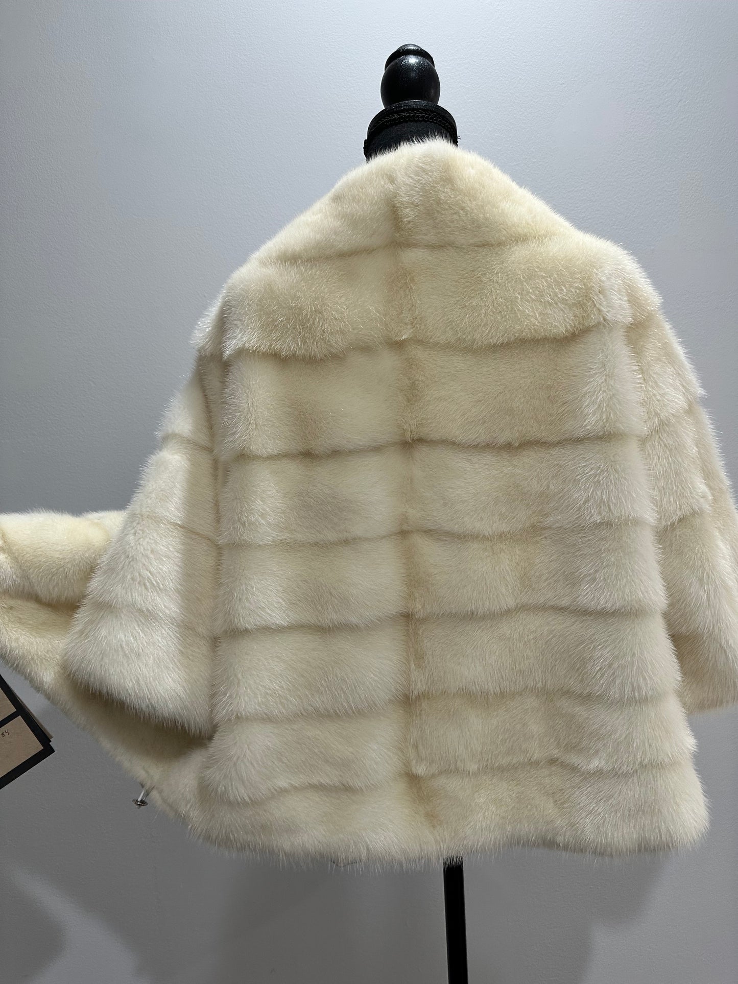 BOMBER MINK REAL FUR WEDDING coat Jacket  CREAM color size M women 1201084