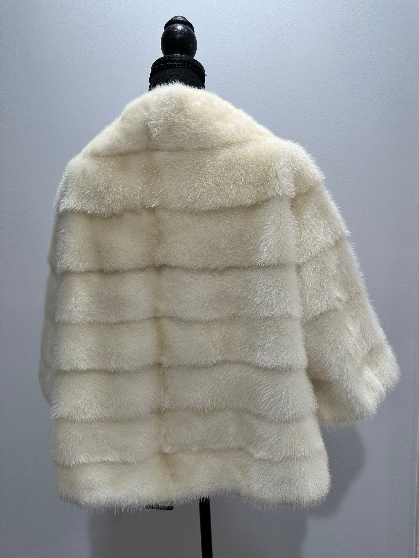 BOMBER MINK REAL FUR WEDDING coat Jacket  CREAM color size M women 1201084