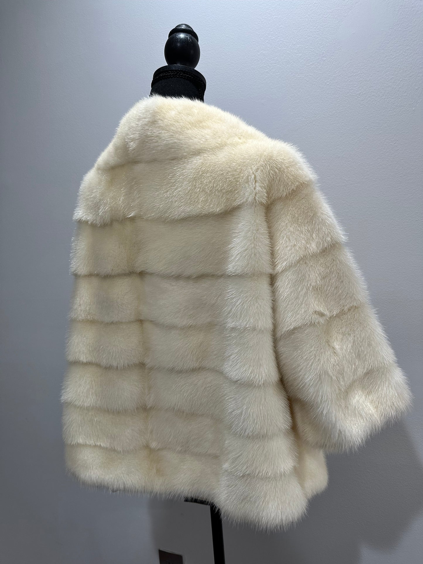 BOMBER MINK REAL FUR WEDDING coat Jacket  CREAM color size M women 1201084