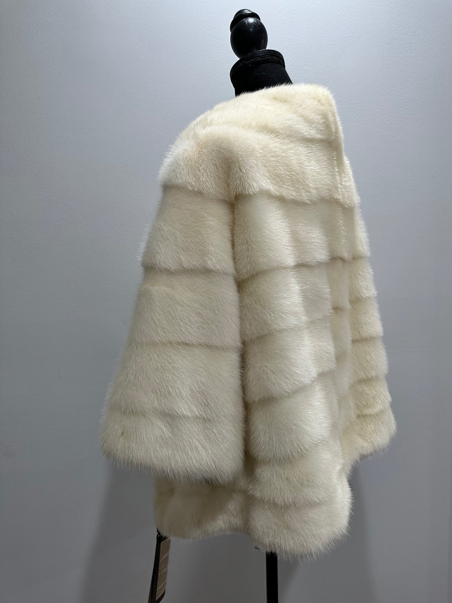 BOMBER MINK REAL FUR WEDDING coat Jacket  CREAM color size M women 1201084