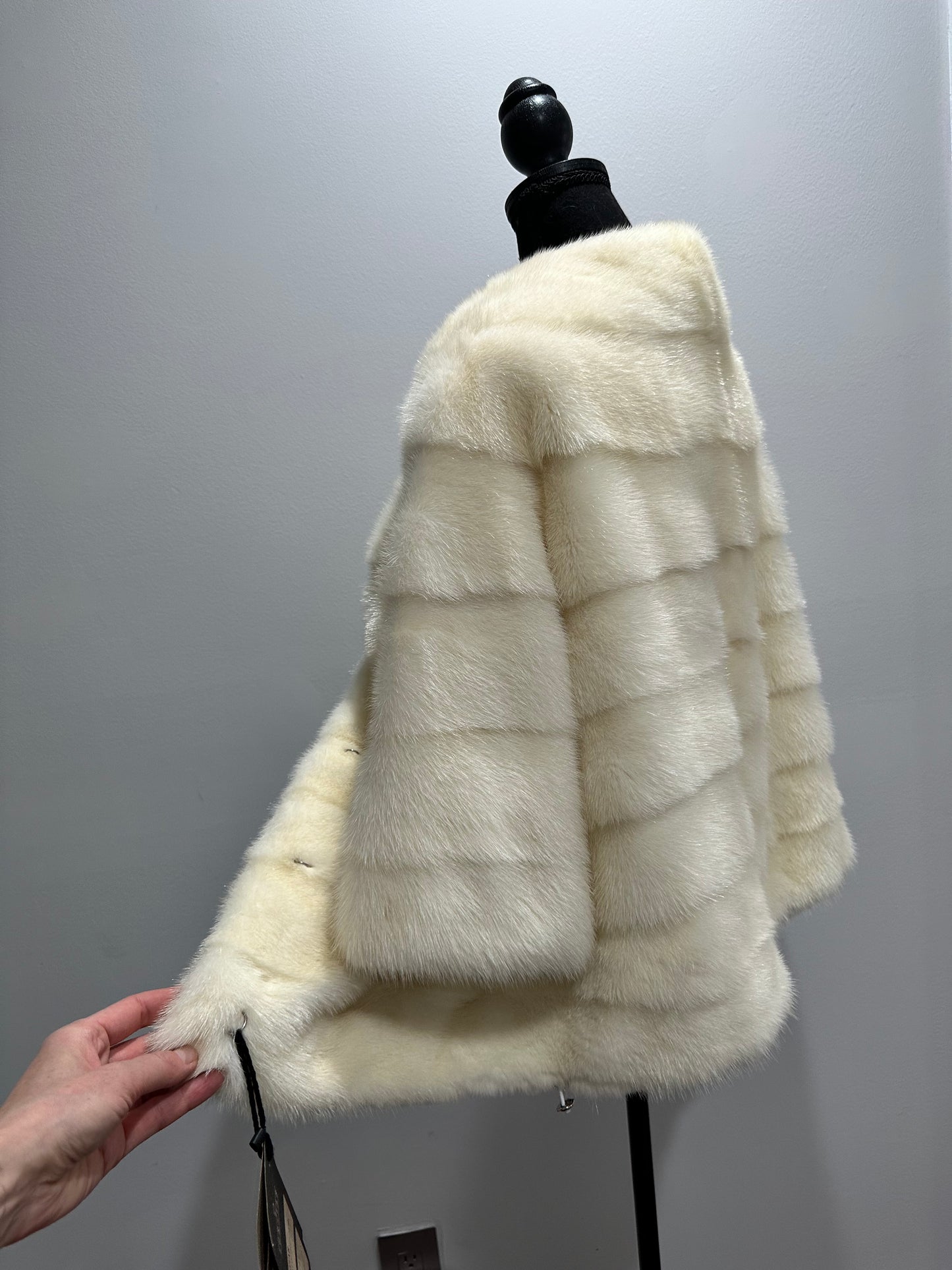 BOMBER MINK REAL FUR WEDDING coat Jacket  CREAM color size M women 1201084