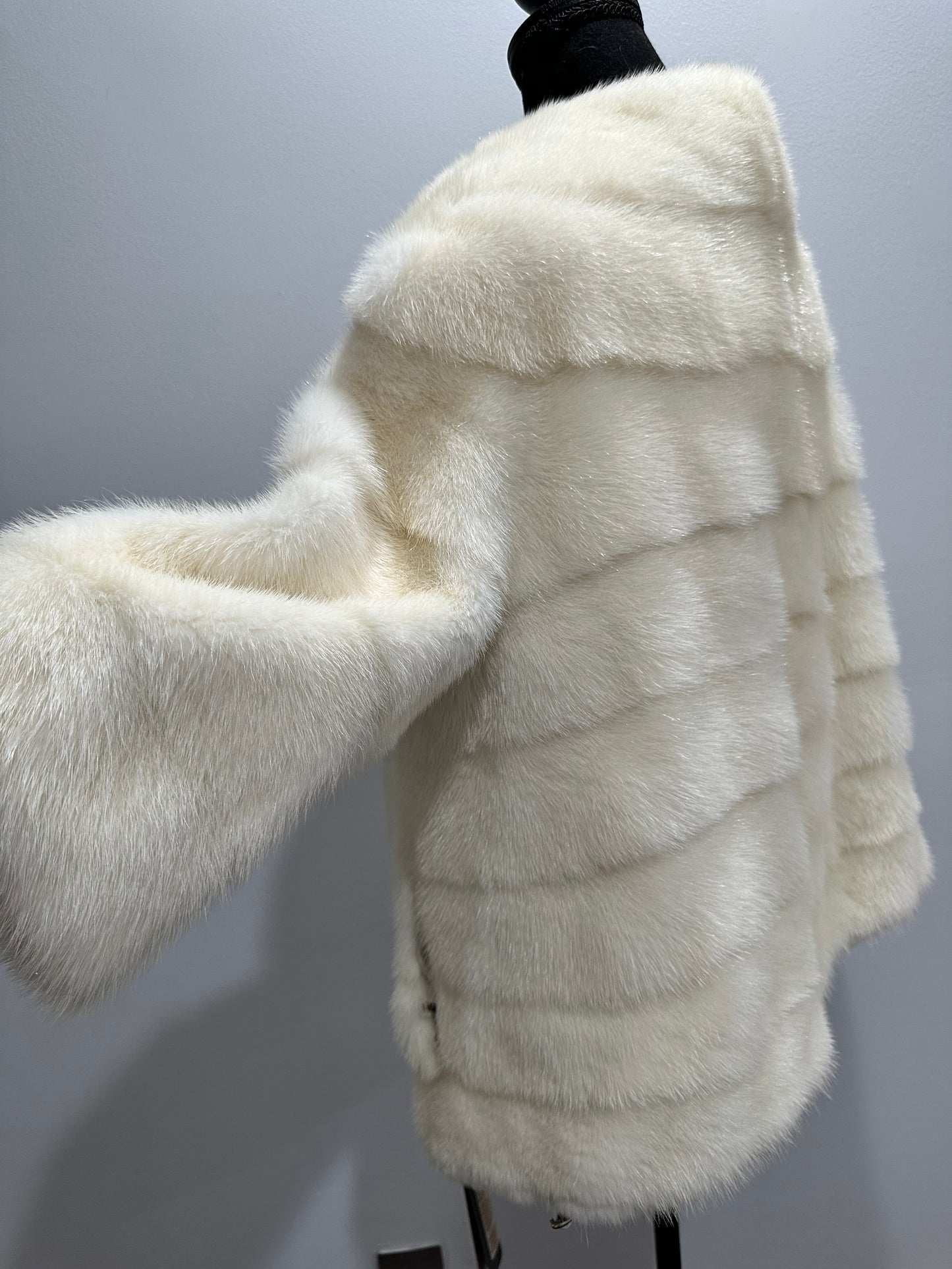 BOMBER MINK REAL FUR WEDDING coat Jacket  CREAM color size M women 1201084
