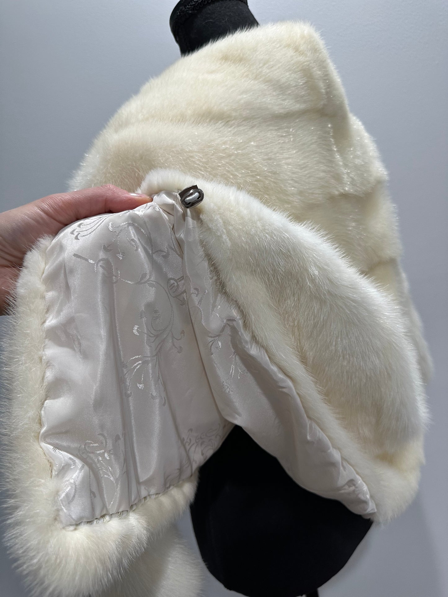 BOMBER MINK REAL FUR WEDDING coat Jacket  CREAM color size M women 1201084