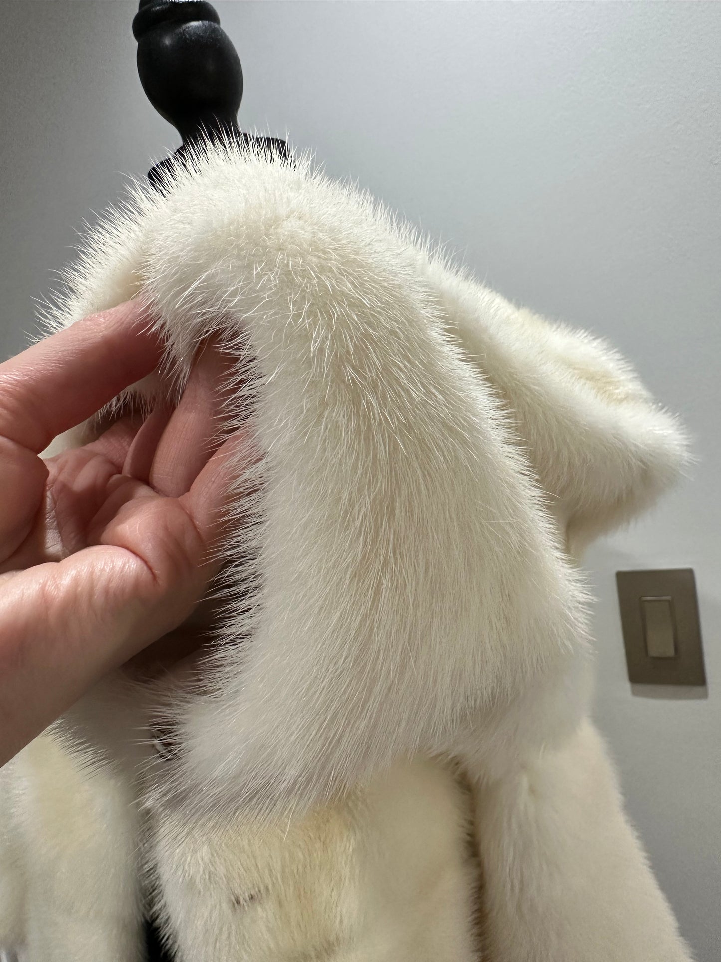 BOMBER MINK REAL FUR WEDDING coat Jacket  CREAM color size M women 1201084