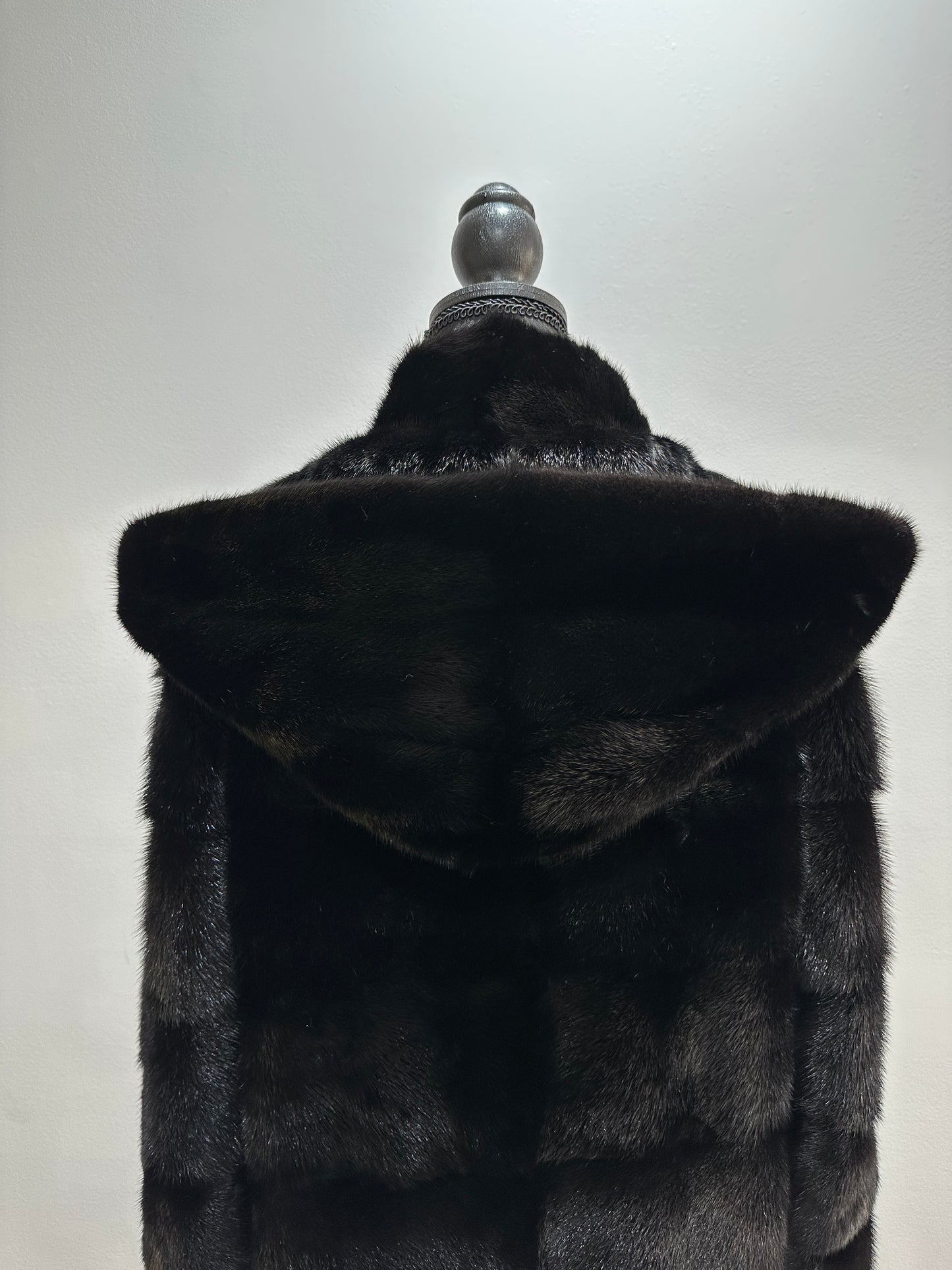 NEW REAL MINK FUR coat size S SMALL 1201081 HORIZONTAL long sleeve jacket BLACK