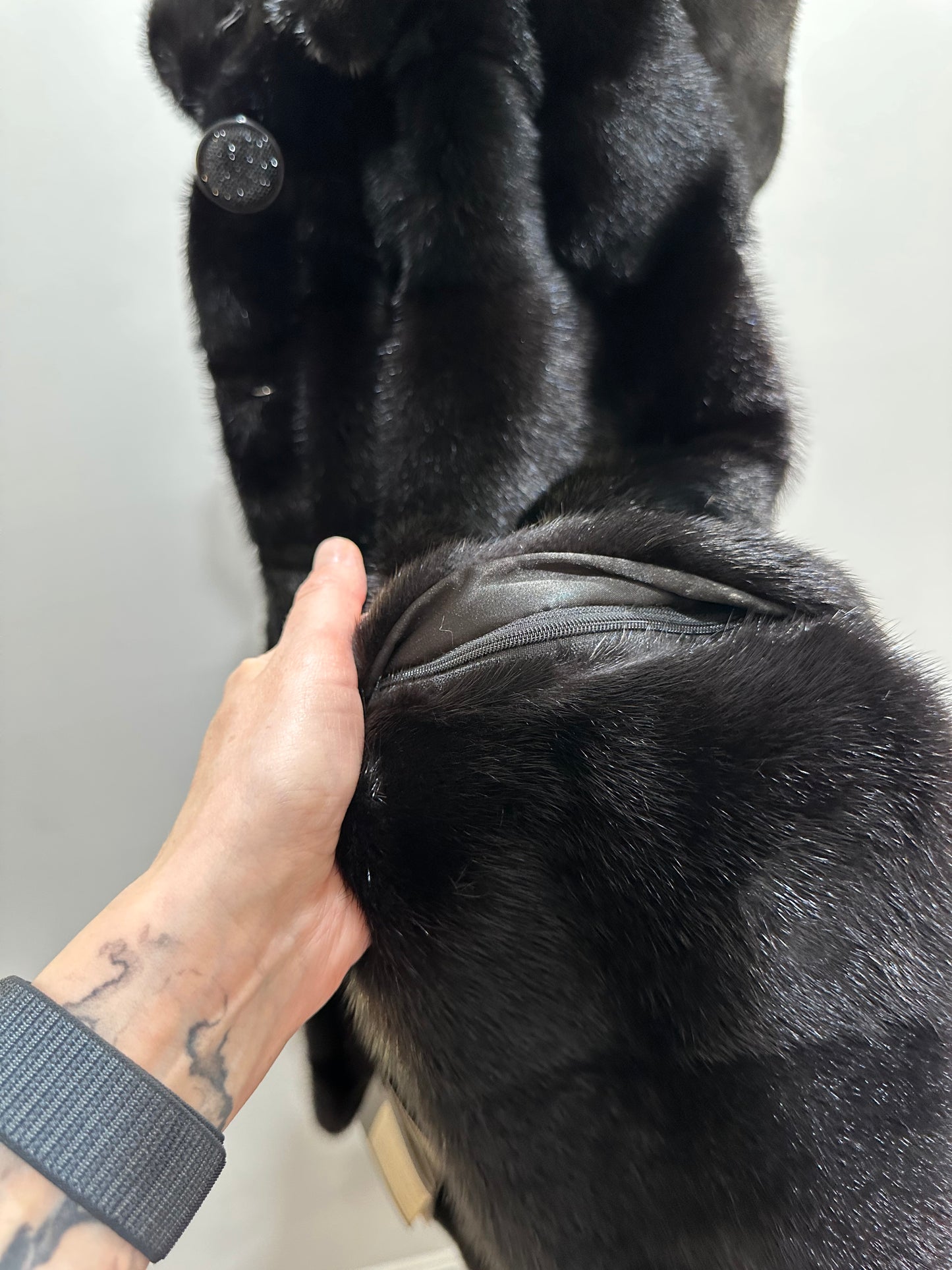 NEW REAL MINK FUR coat size S SMALL 1201081 HORIZONTAL long sleeve jacket BLACK