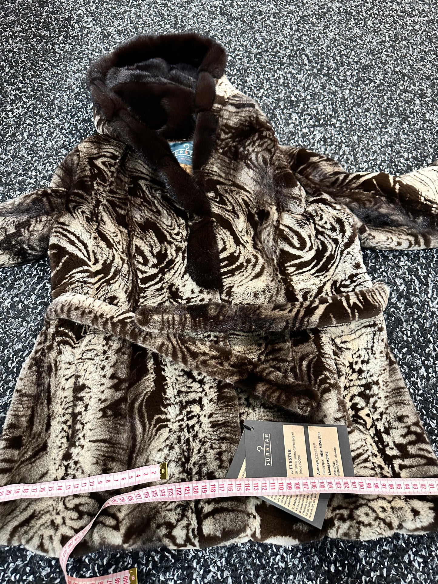 New women Real Natural Luxurious Sheared Mink Fur Coat with Hood 1201087 size M belt
