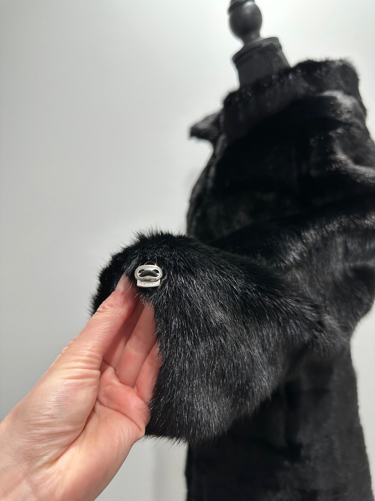 NEW REAL MINK FUR coat size XXS 1201088 HORIZONTAL long sleeve jacket BLACK