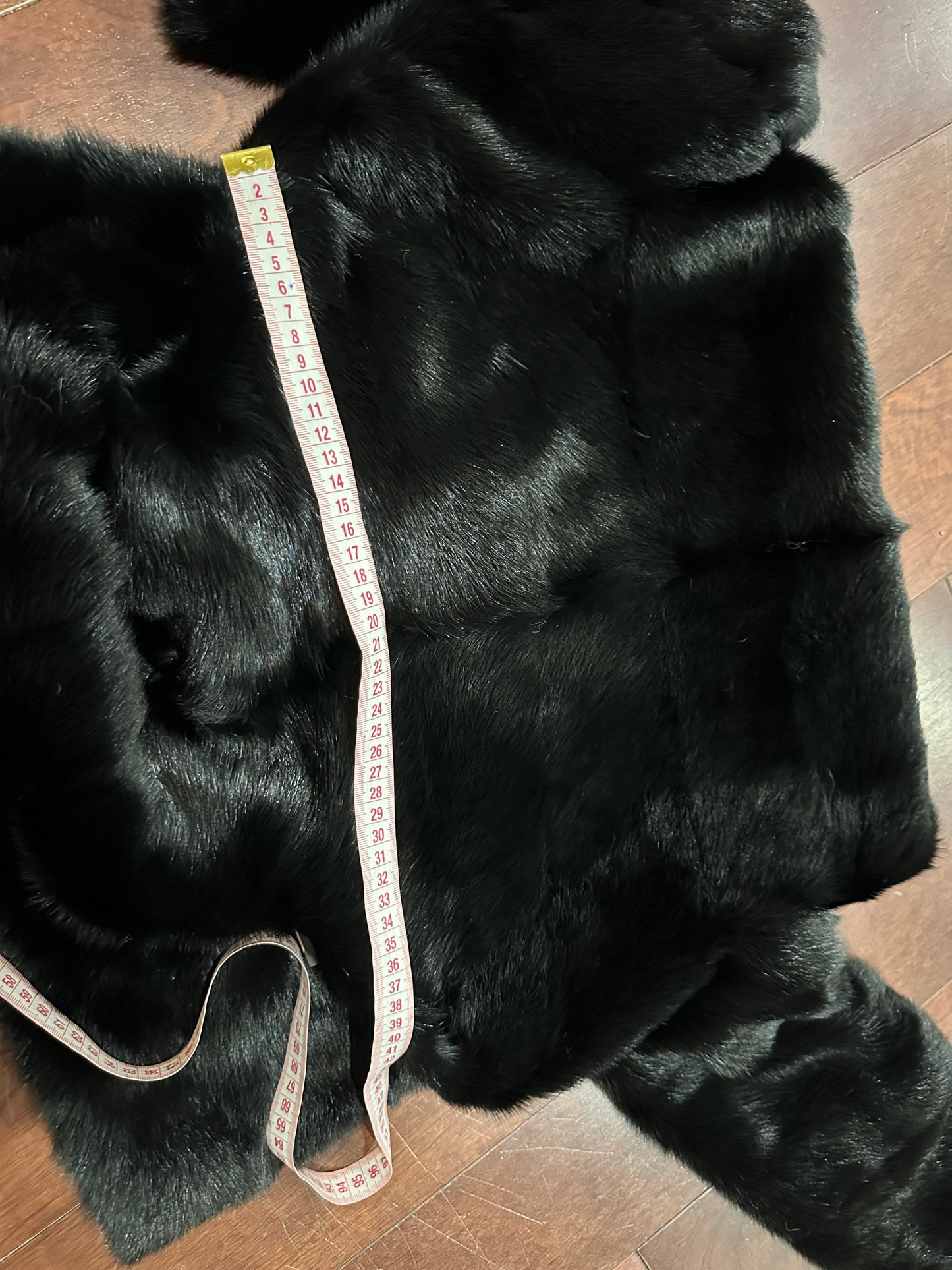 NEW REAL MINK FUR coat size XXS 1201088 HORIZONTAL long sleeve jacket BLACK