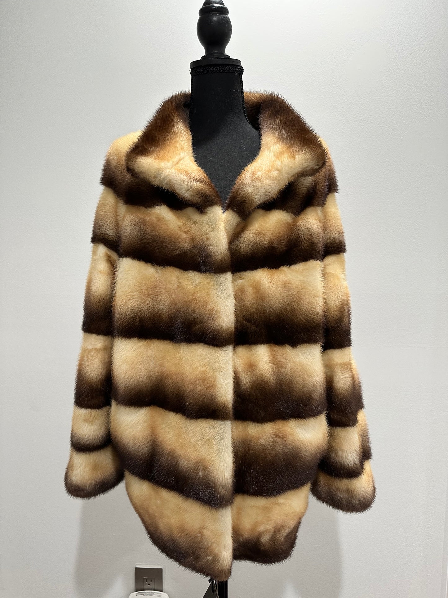 Real Mink FUR SIZE L jacket coat 1201094 genuine LUX FASHION NEW SALE Women