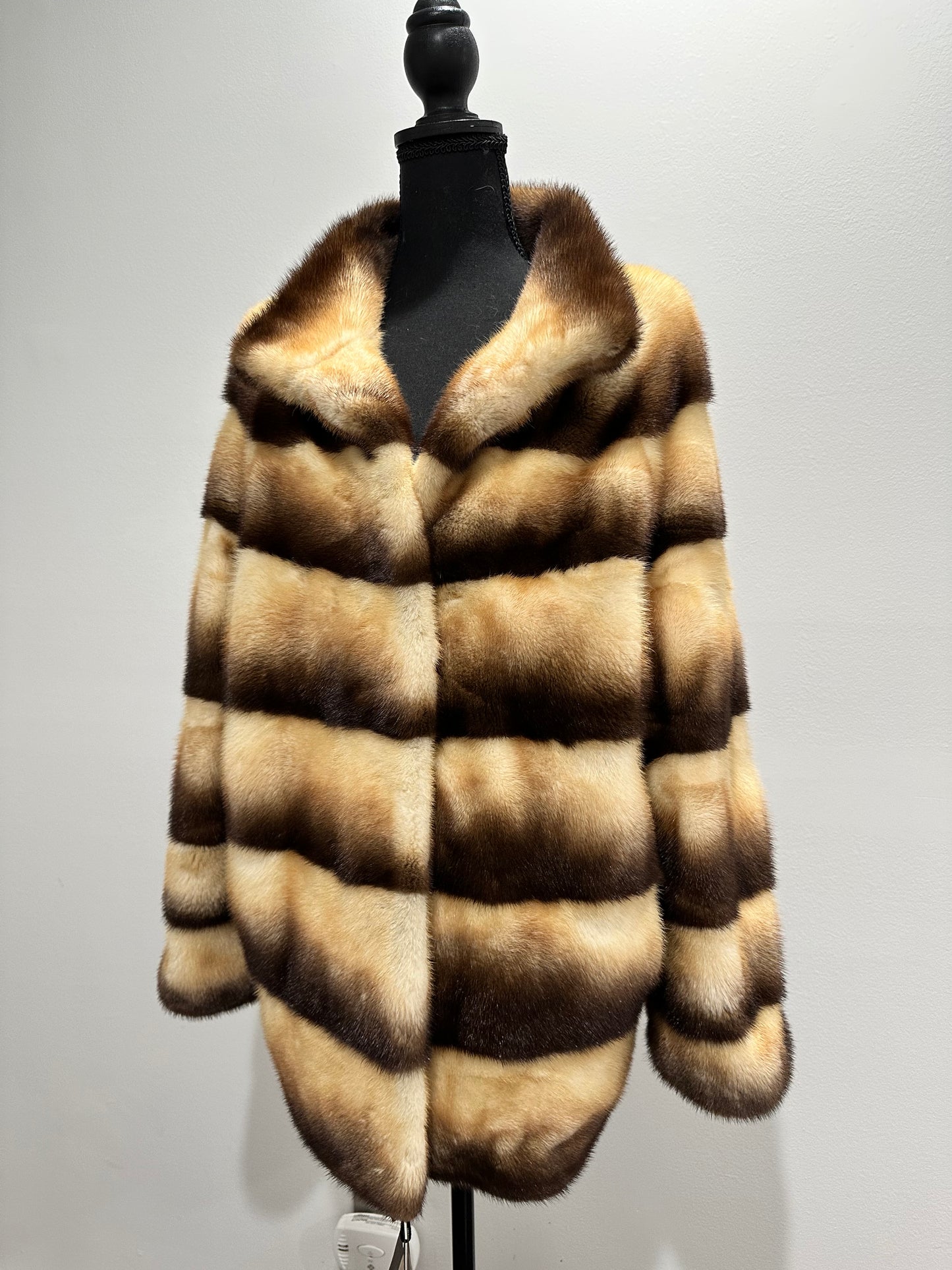 Real Mink FUR SIZE L jacket coat 1201094 genuine LUX FASHION NEW SALE Women