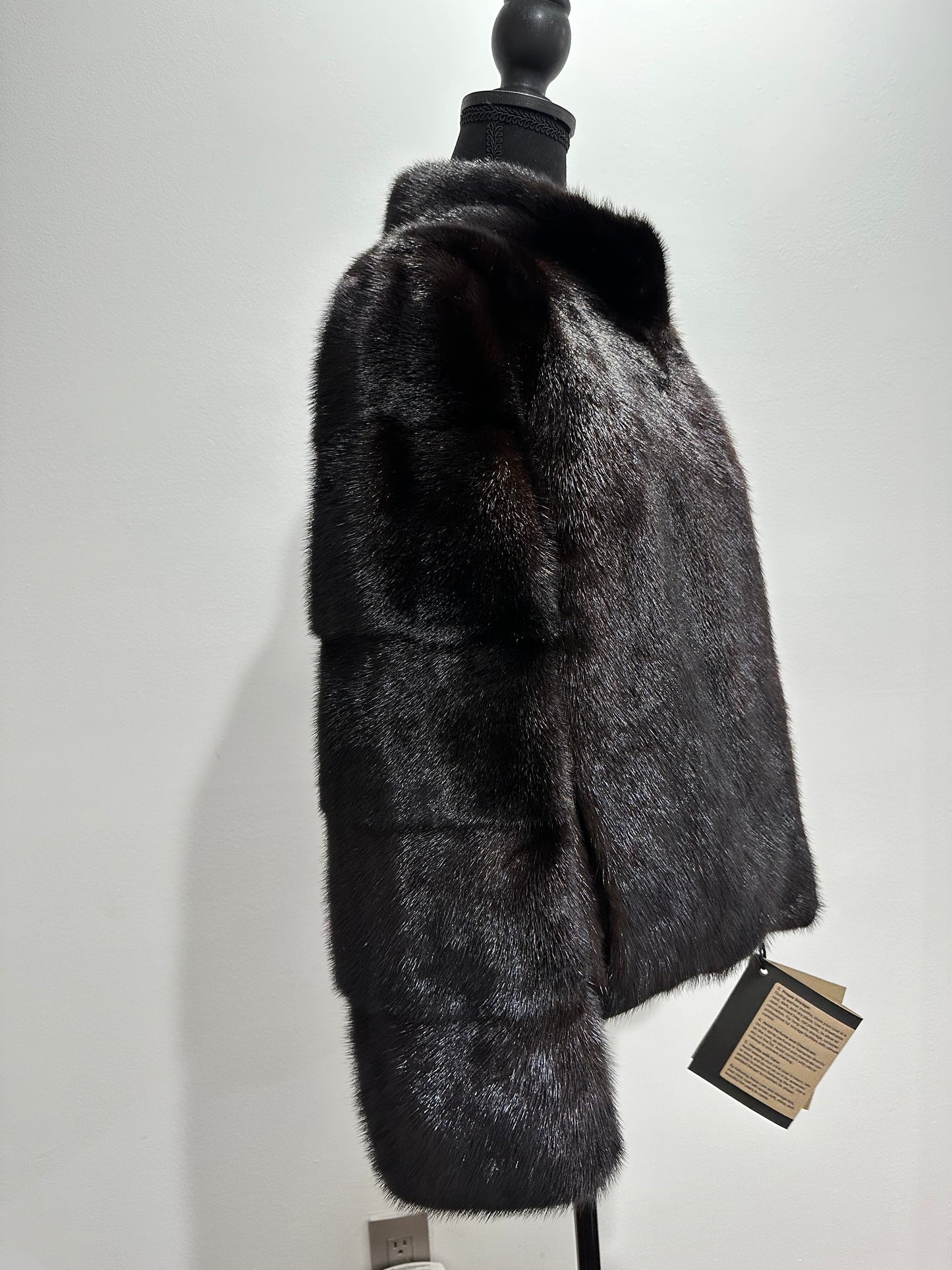 genuine real mink fur coat jacket 1201092 size M new dark brown COLOR NEW