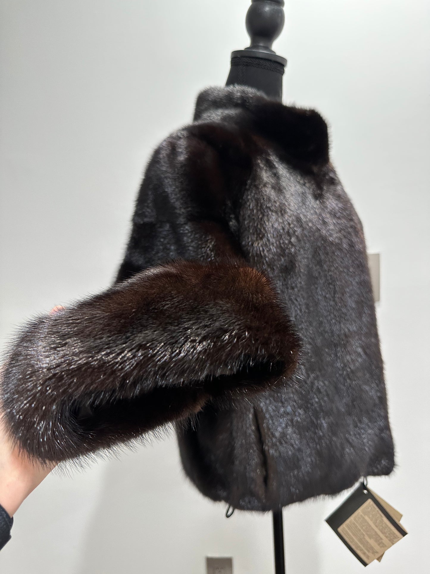 genuine real mink fur coat jacket 1201092 size M new dark brown COLOR NEW