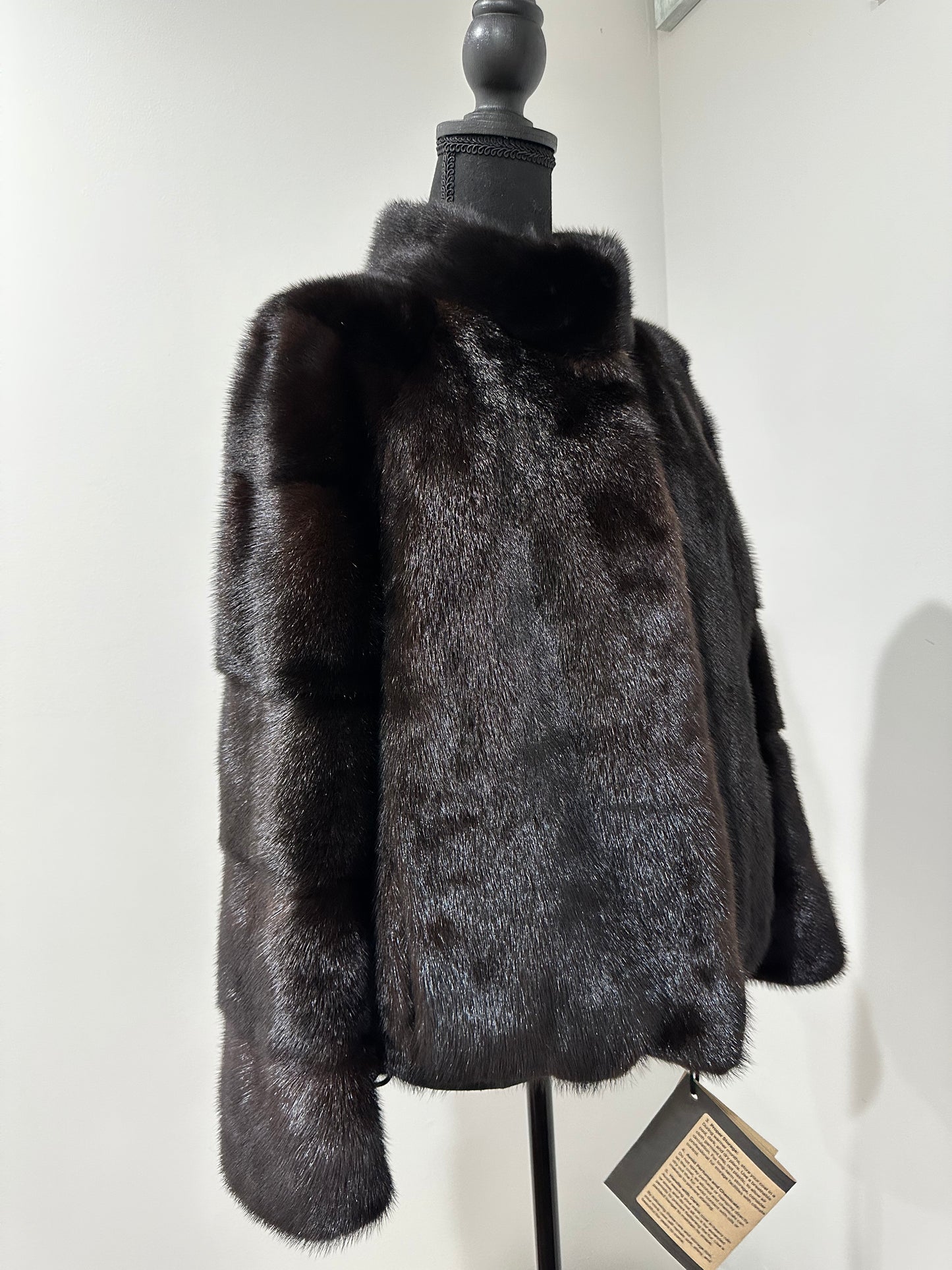 genuine real mink fur coat jacket 1201092 size M new dark brown COLOR NEW