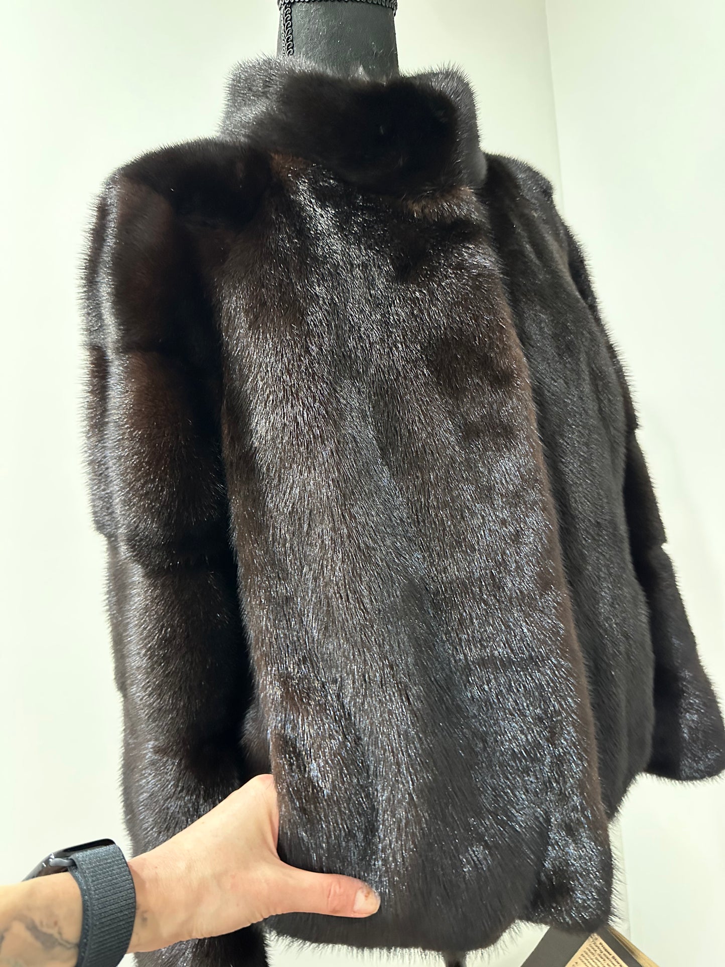 genuine real mink fur coat jacket 1201092 size M new dark brown COLOR NEW