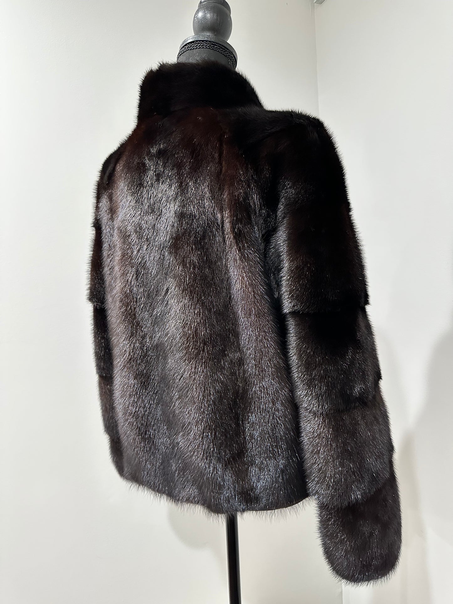 genuine real mink fur coat jacket 1201092 size M new dark brown COLOR NEW