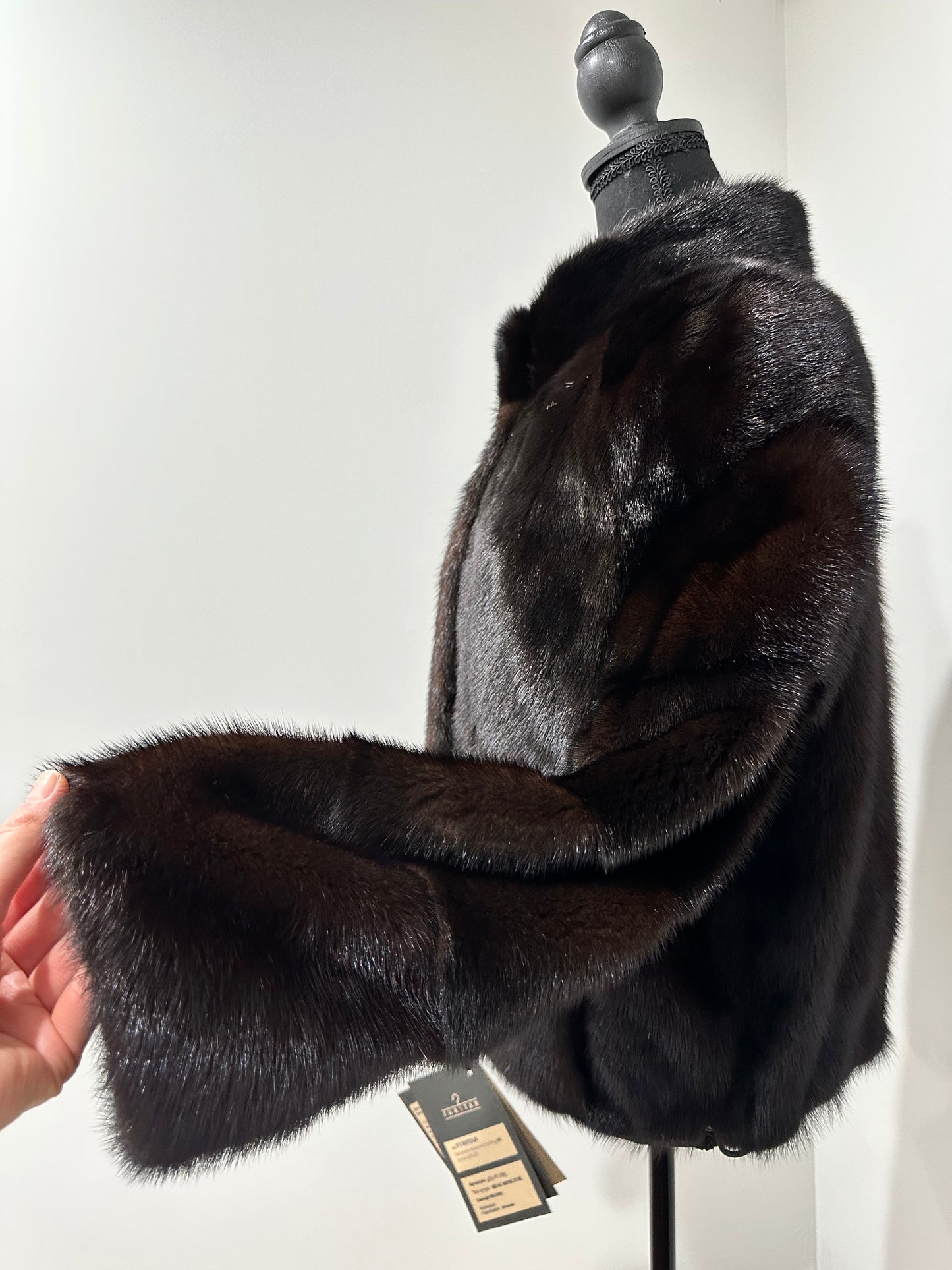 genuine real mink fur coat jacket 1201092 size M new dark brown COLOR NEW