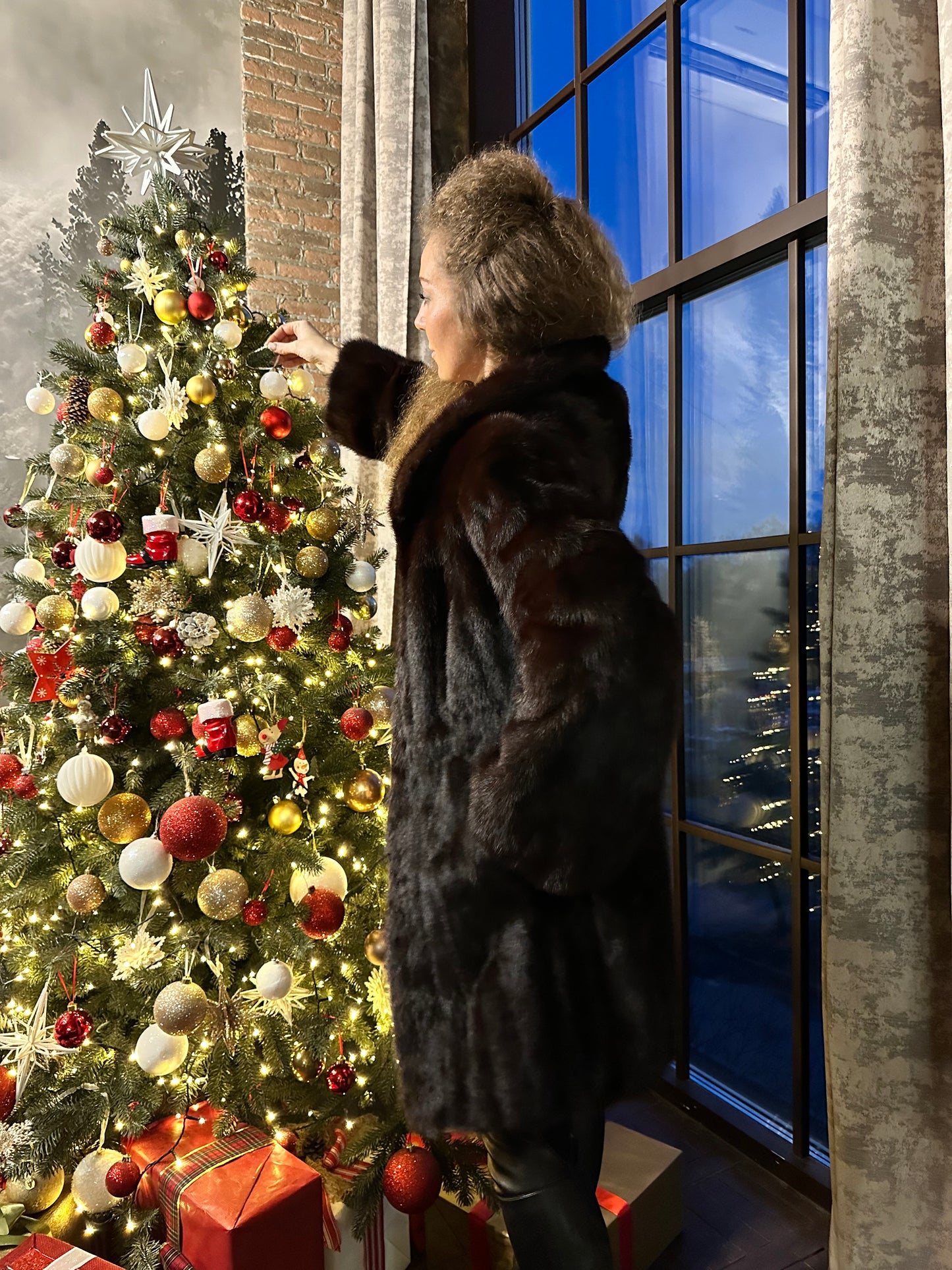 Luxury Womens Real Fur jacket SIZE L coat 1201000 Long genuine MINK NEW