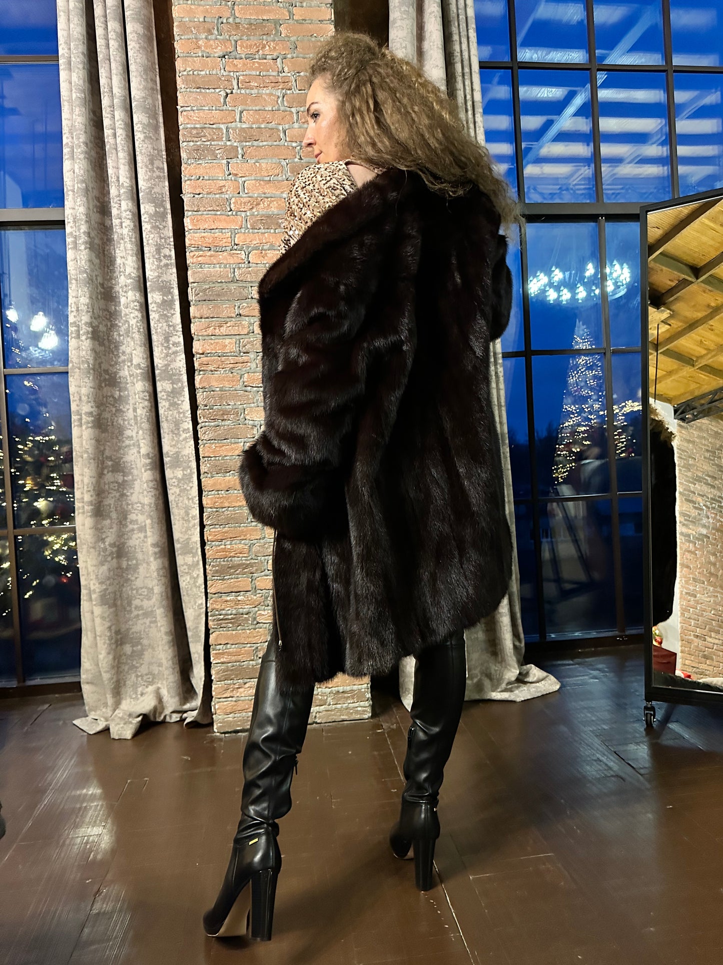 Luxury Womens Real Fur jacket SIZE L coat 1201000 Long genuine MINK NEW