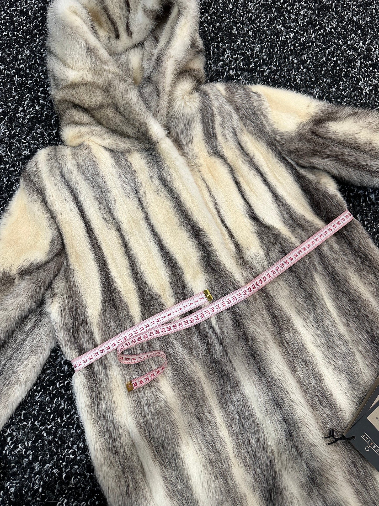REAL CROSS MINK FUR women coat size L NEW 1201097 GENUINE FURS A STYLE HOODED